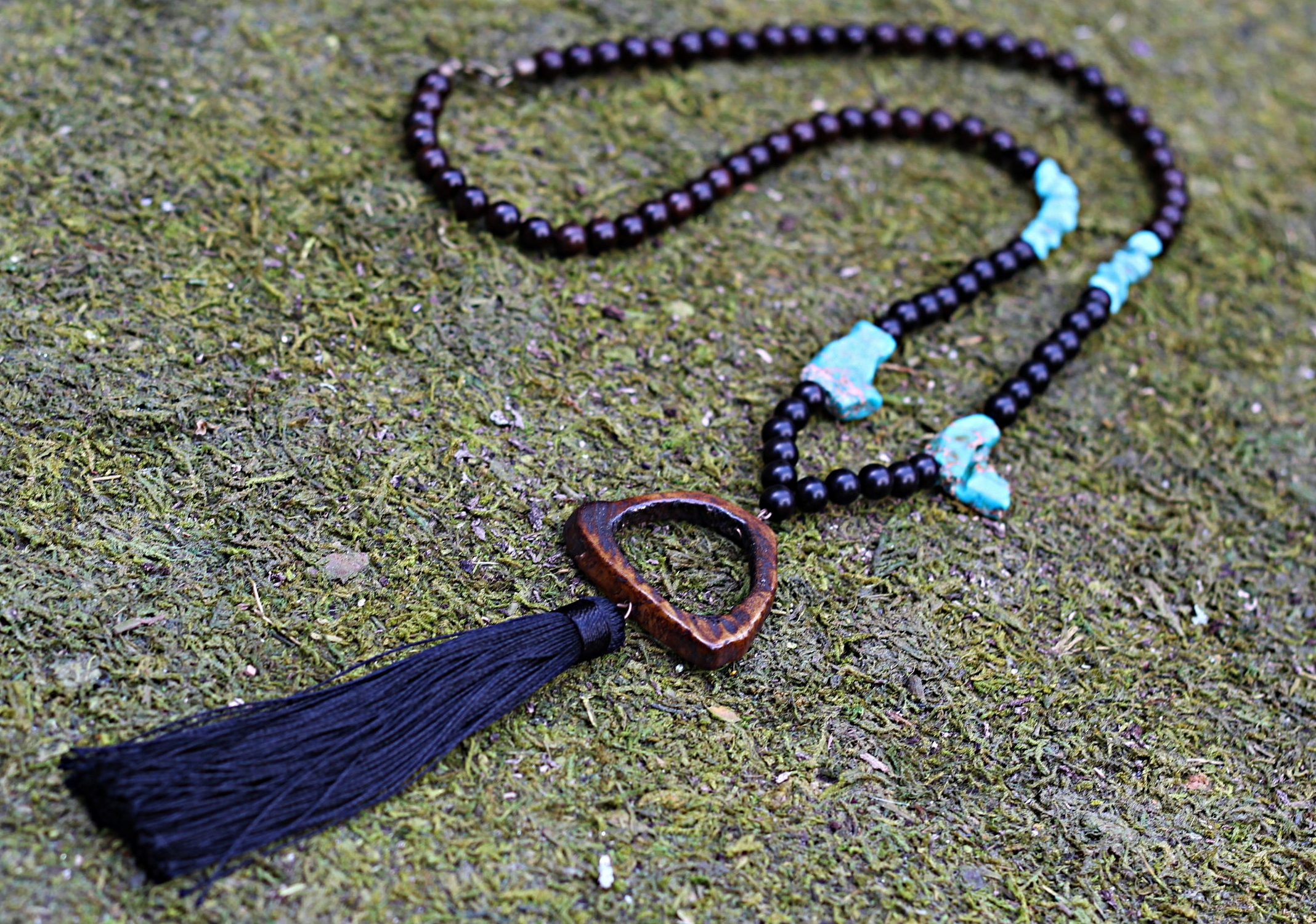 Silk Tassel on Ox Bone Pendant