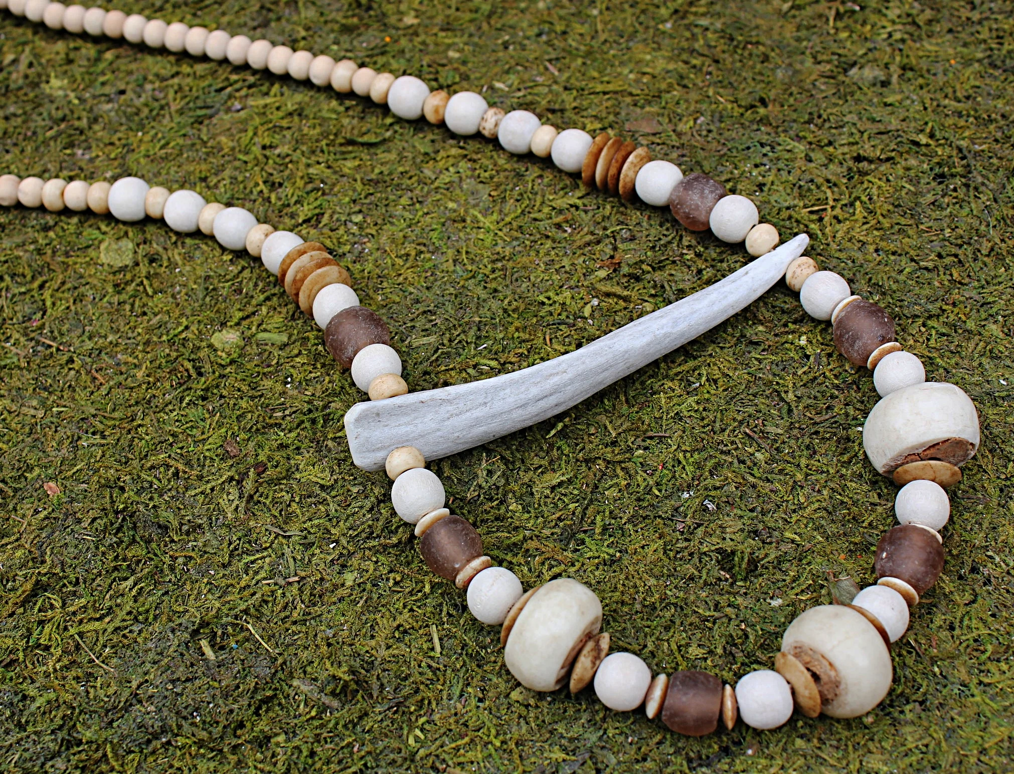 Antler Tip on African Bone Beads