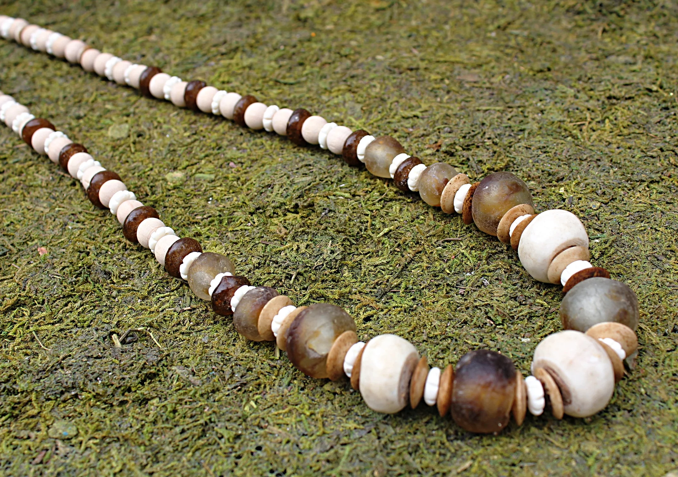 African Bone and Recycled Glass Trade Beads