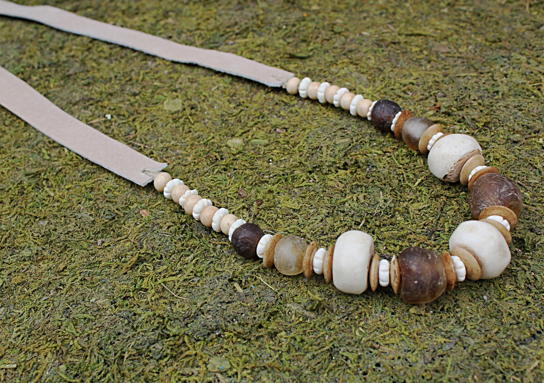 African Trade Beads on Suede Strap