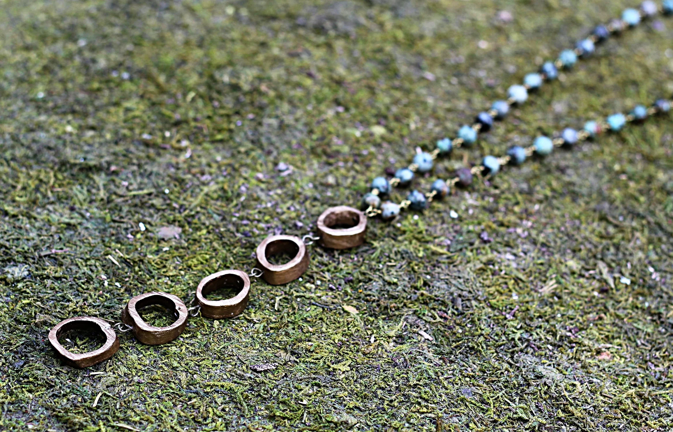 Gold Dipped "Y" with African Turquoise