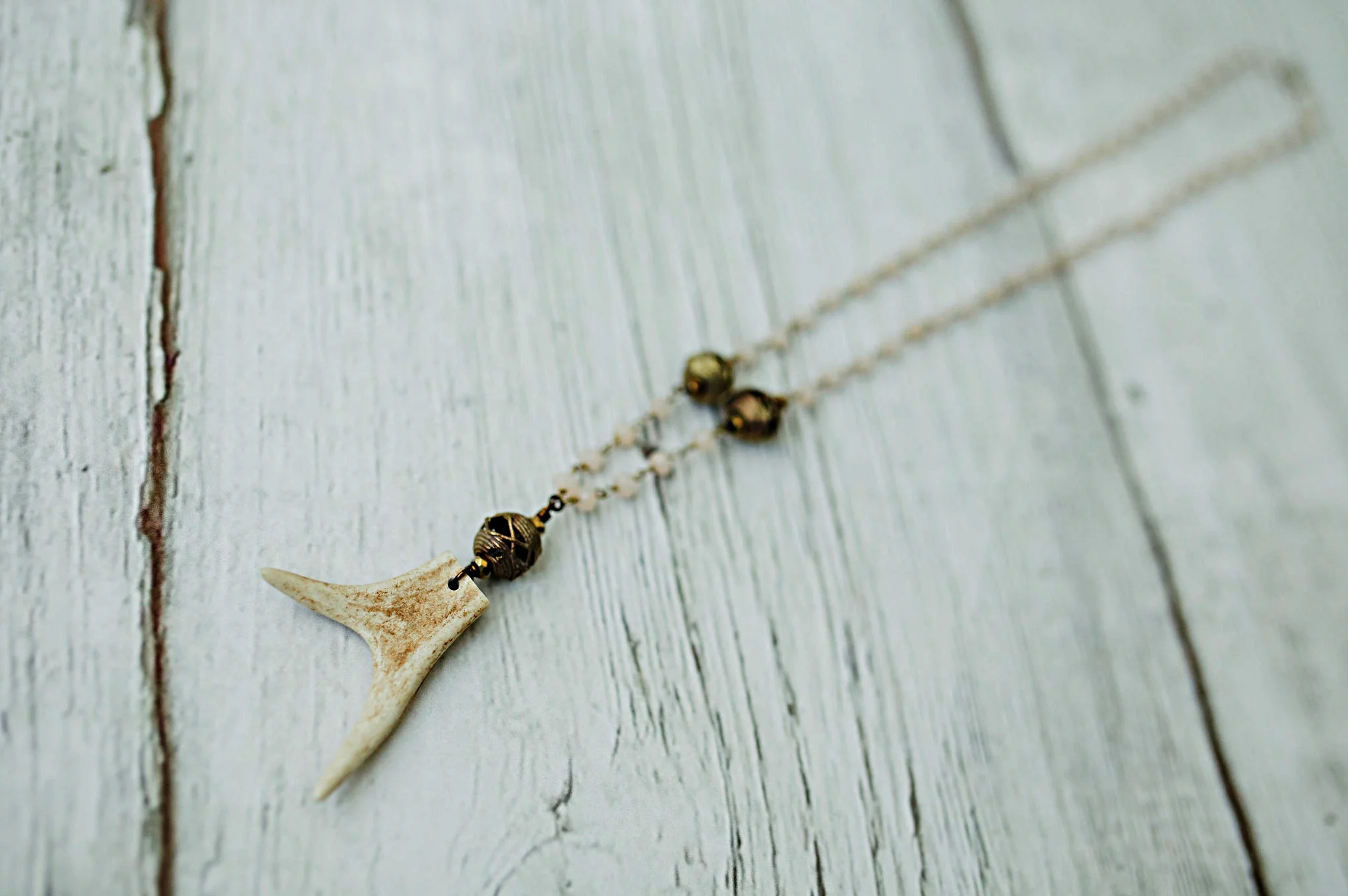 Double Tip Antler on Frosted Rosary