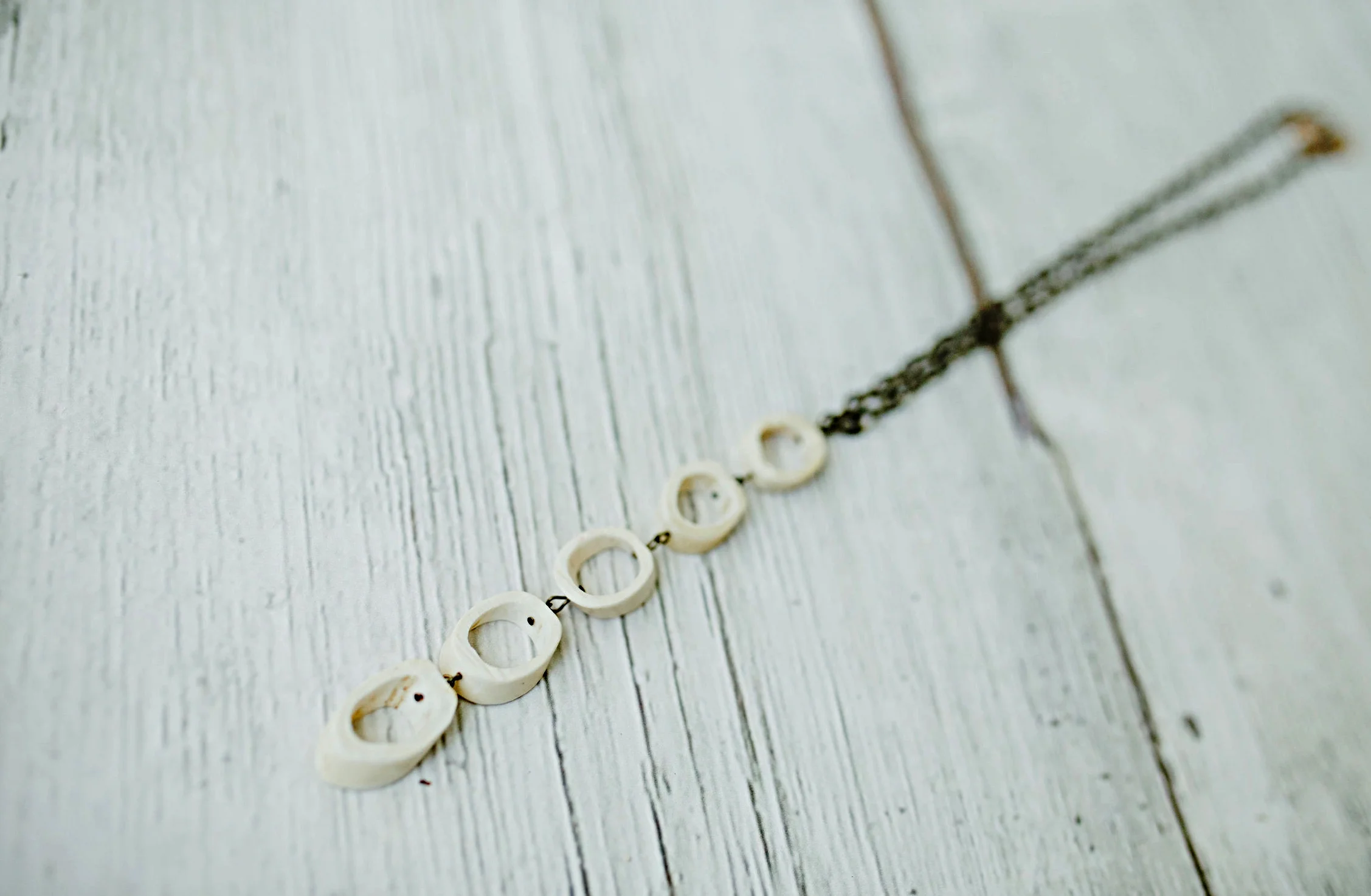 Bone Piece "Y" with Antique Gold Tone Chain