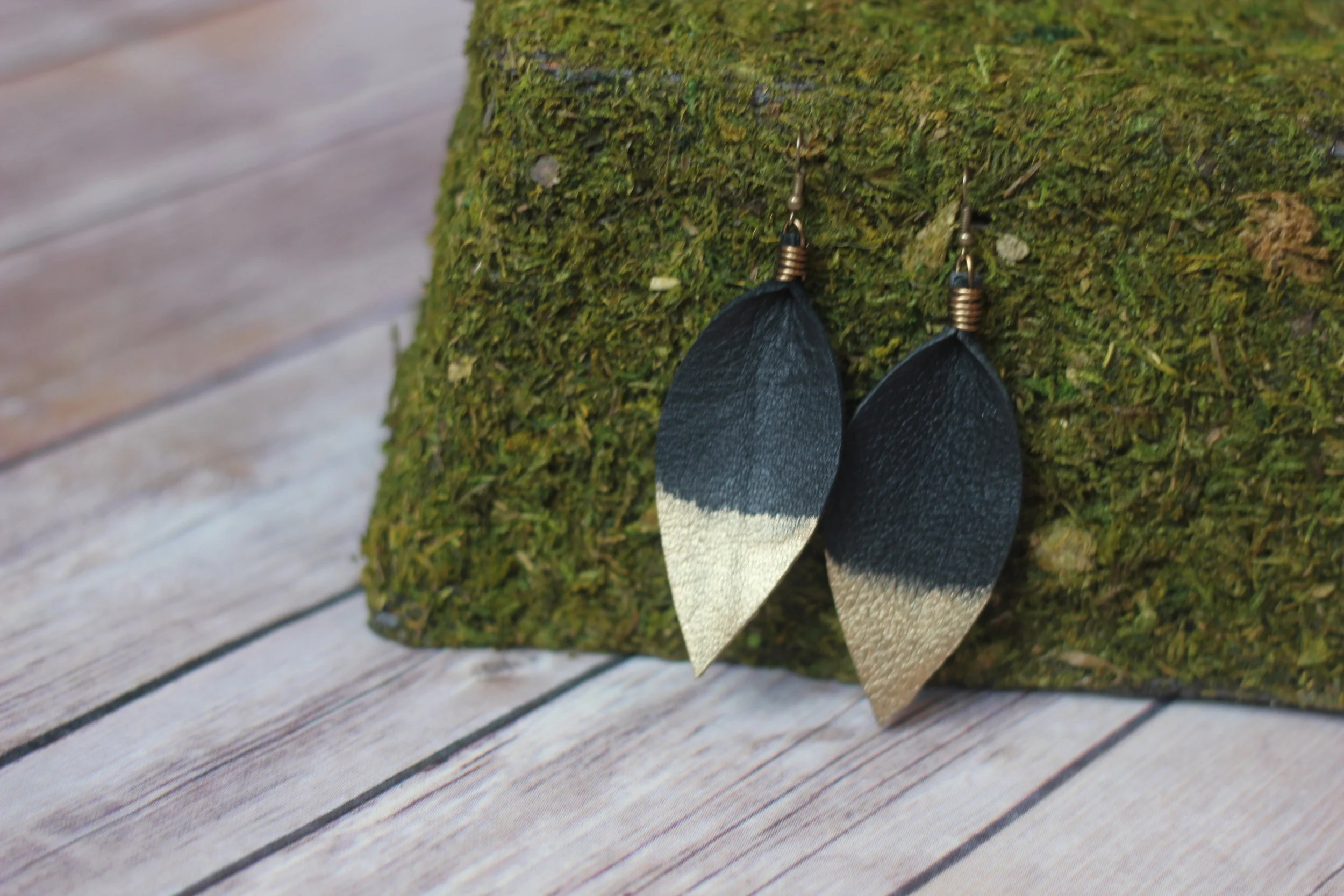 Gold Dipped Leather Leaves