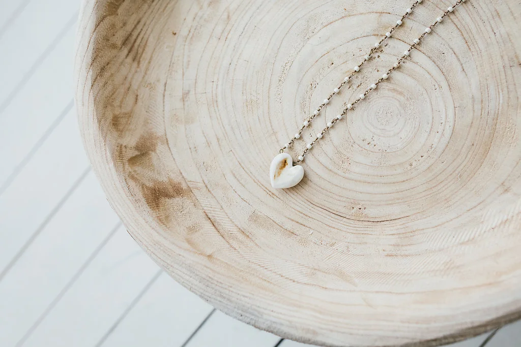 Heart on White Howlite