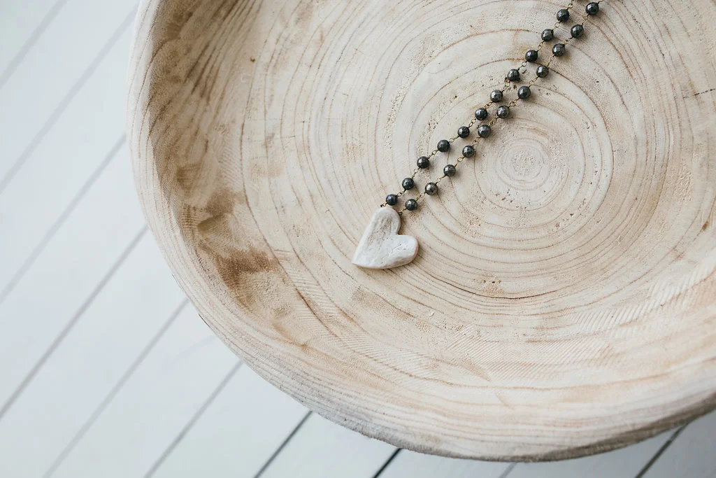 Heart on Gunmetal Hematite