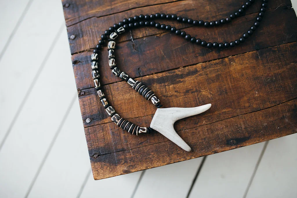 Double Tip Antler on African Bone + Wood