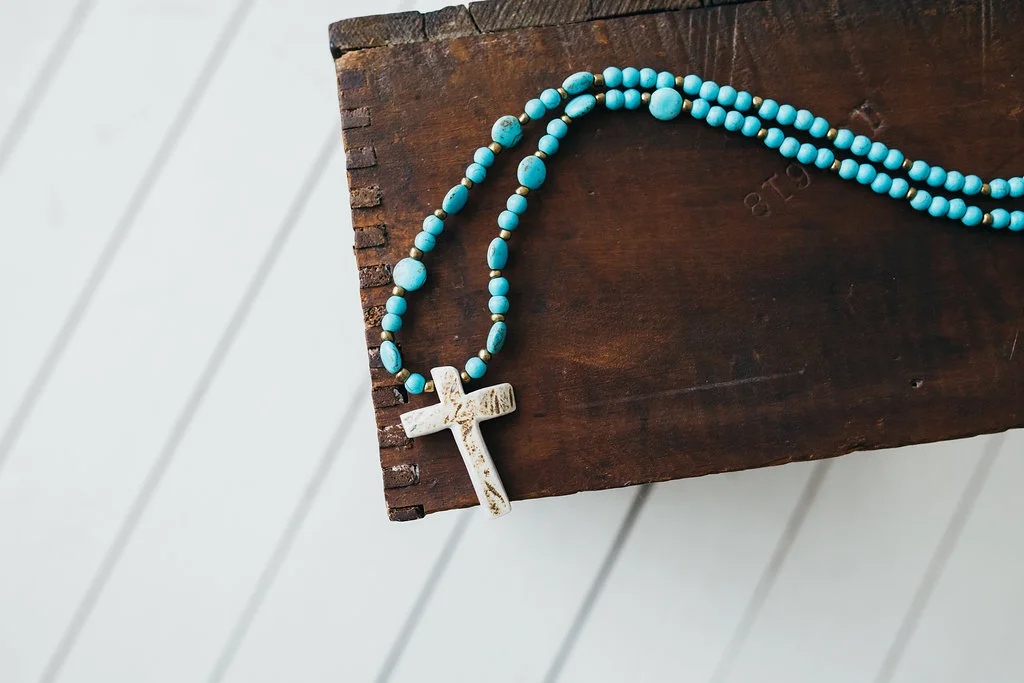 Antler Cross on Turquoise 
