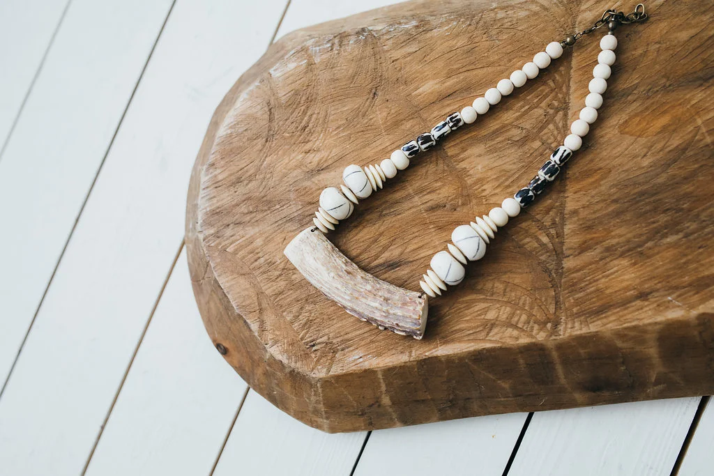 Antler Bar on African Bone Beads