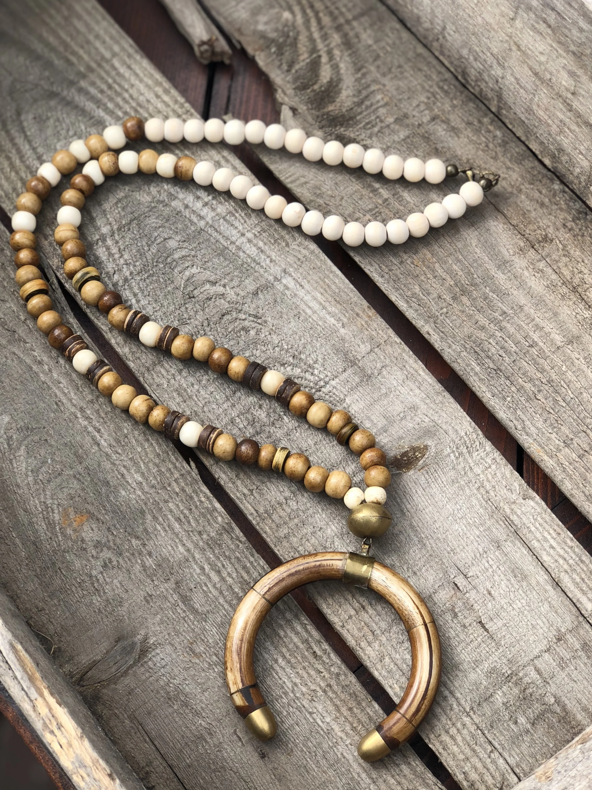 Wooden Crescent on Ox Bone