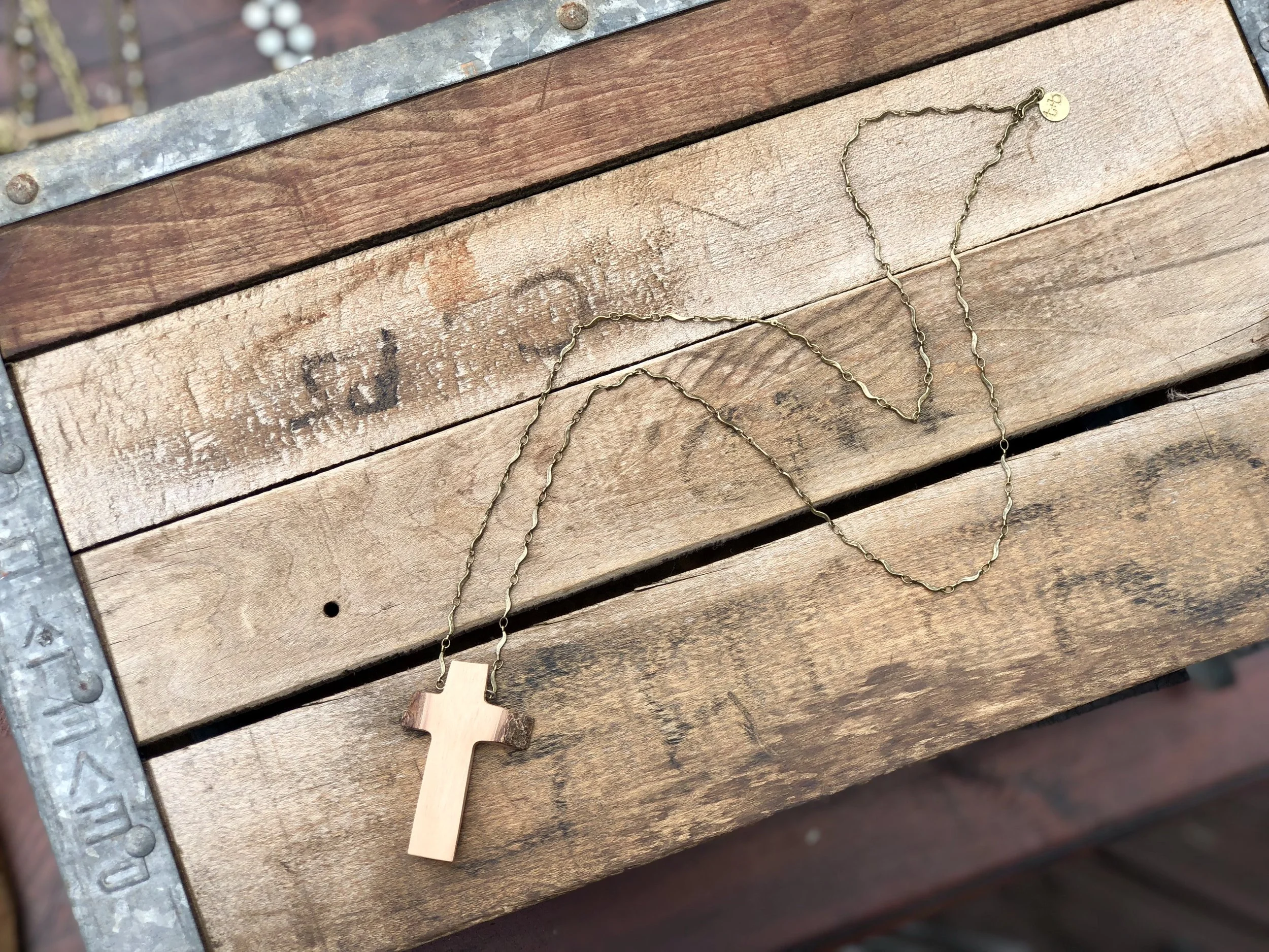 Dogwood Cross on Delicate Brass