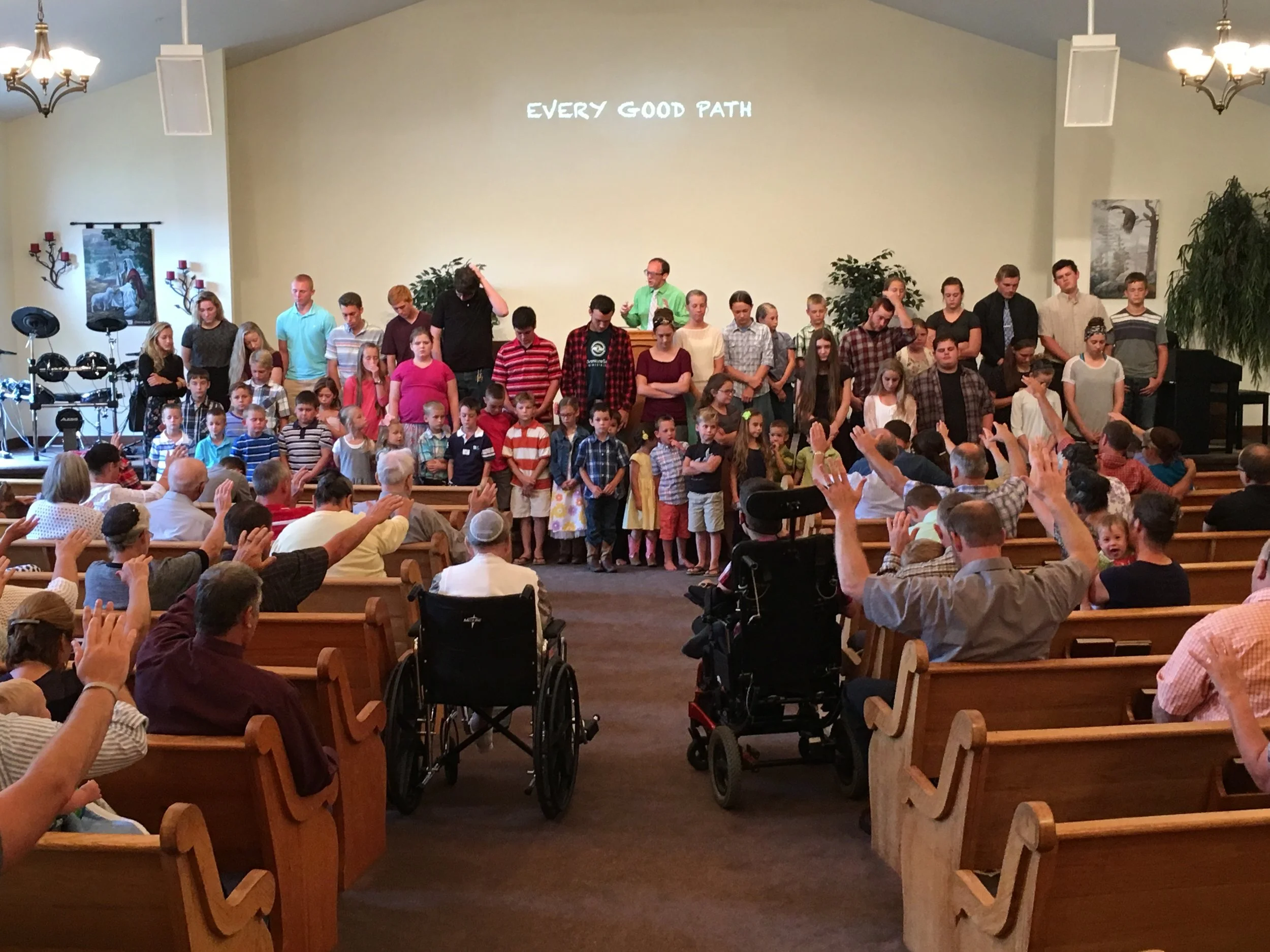 The church blesses the school age young people at our Sunday service.