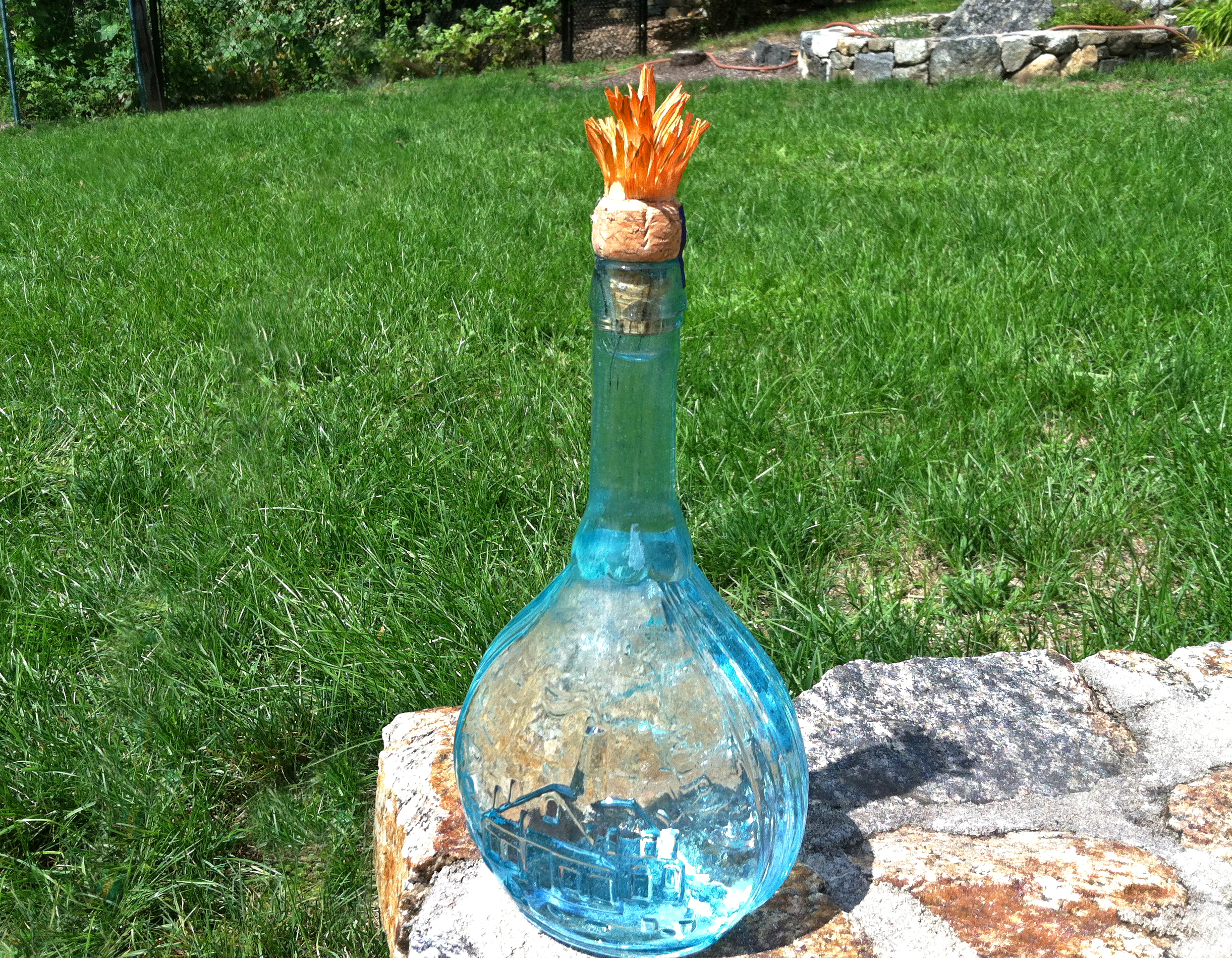  Sanded a custom cork stopper and created a faux agave plant&nbsp; 