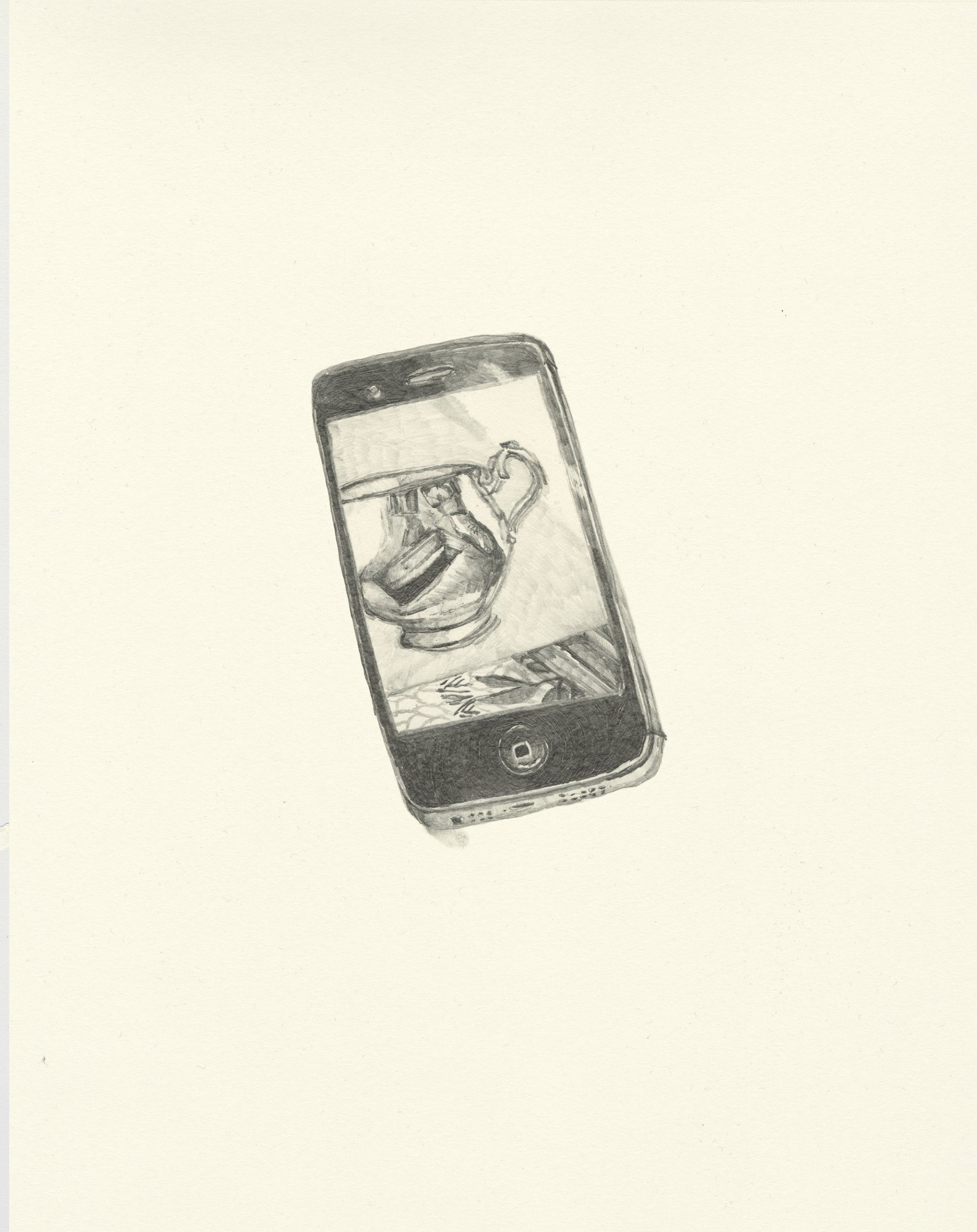 My Boyfriend is a Peacekeeper xiv | graphite on paper | 9.5INx12IN Excerpt from My Boyfriend is a Peacekeeper Book: I treated myself to a hotel room (yes, I was alone). I was towel drying off with the news on when I heard that Saddam Hussein had been found. In a hole. It made me appreciate my hotel room all the more. 
