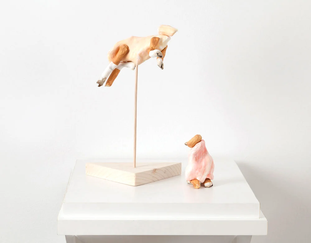 Soap and Cigarette Animals: installation shot Putty's Coronation | clay, gouache, wood
