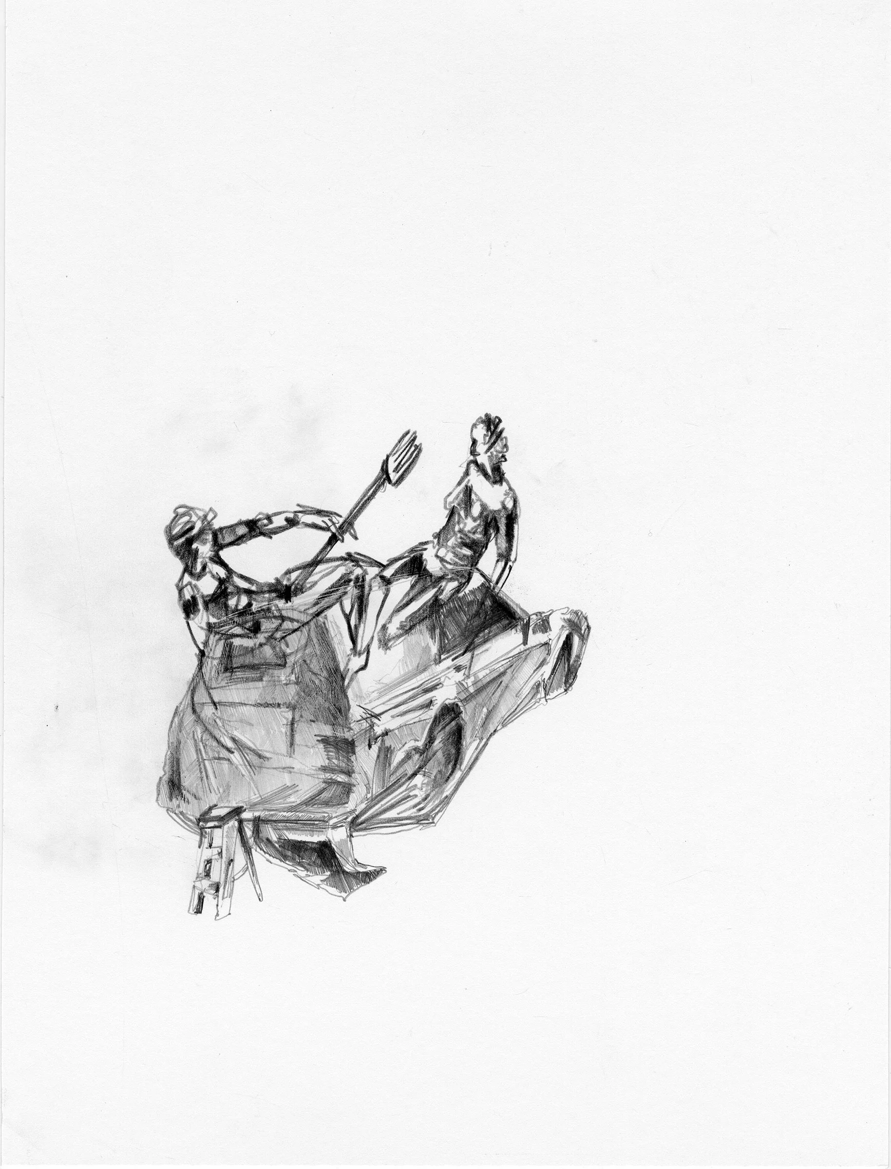 We had sex on top of a hearse | graphite, black pencil crayon | 9"x12" | 2015
