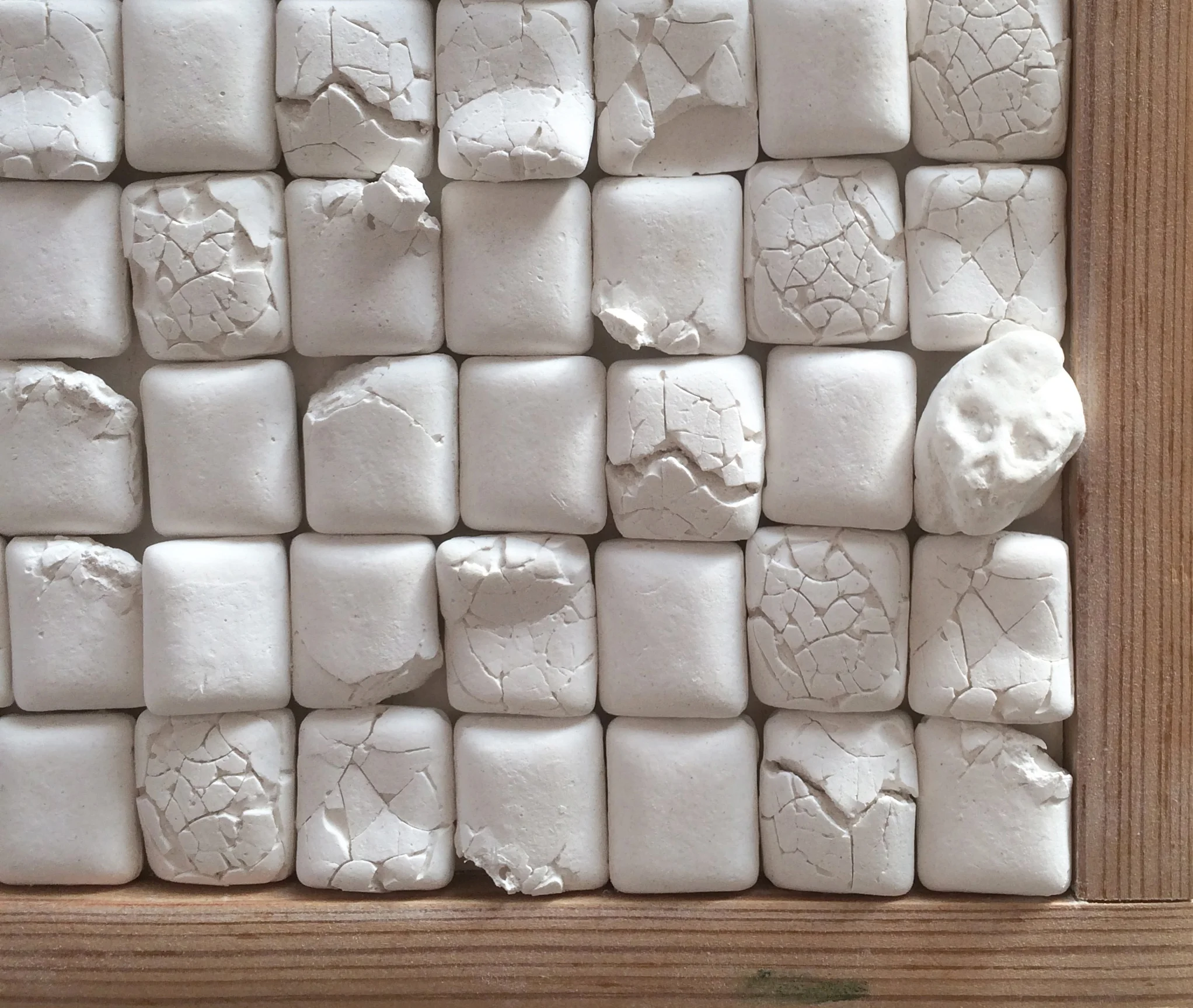 Ghost Teeth : detail with skull gum | plaster and wood | 15INx19IN