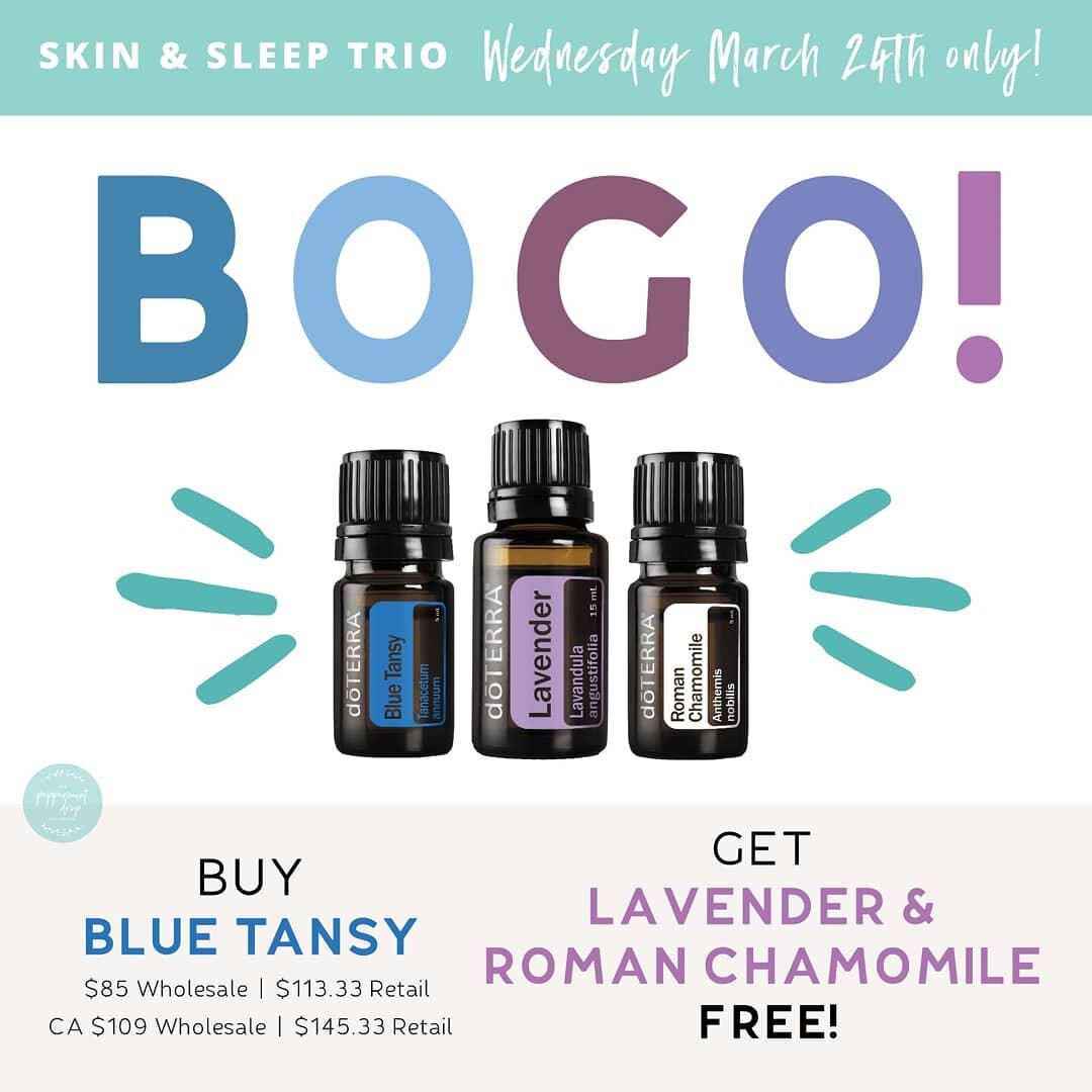 Day 2 BOGO - you have till midnight to scoop up this amazing deal.

Buy Blue Tansy, Get Lavender and Roman Chamomile

Transform your home into a floral heaven with this gorgeous, unique trio. Today only, buy Blue Tansy and get both Lavender and Roman