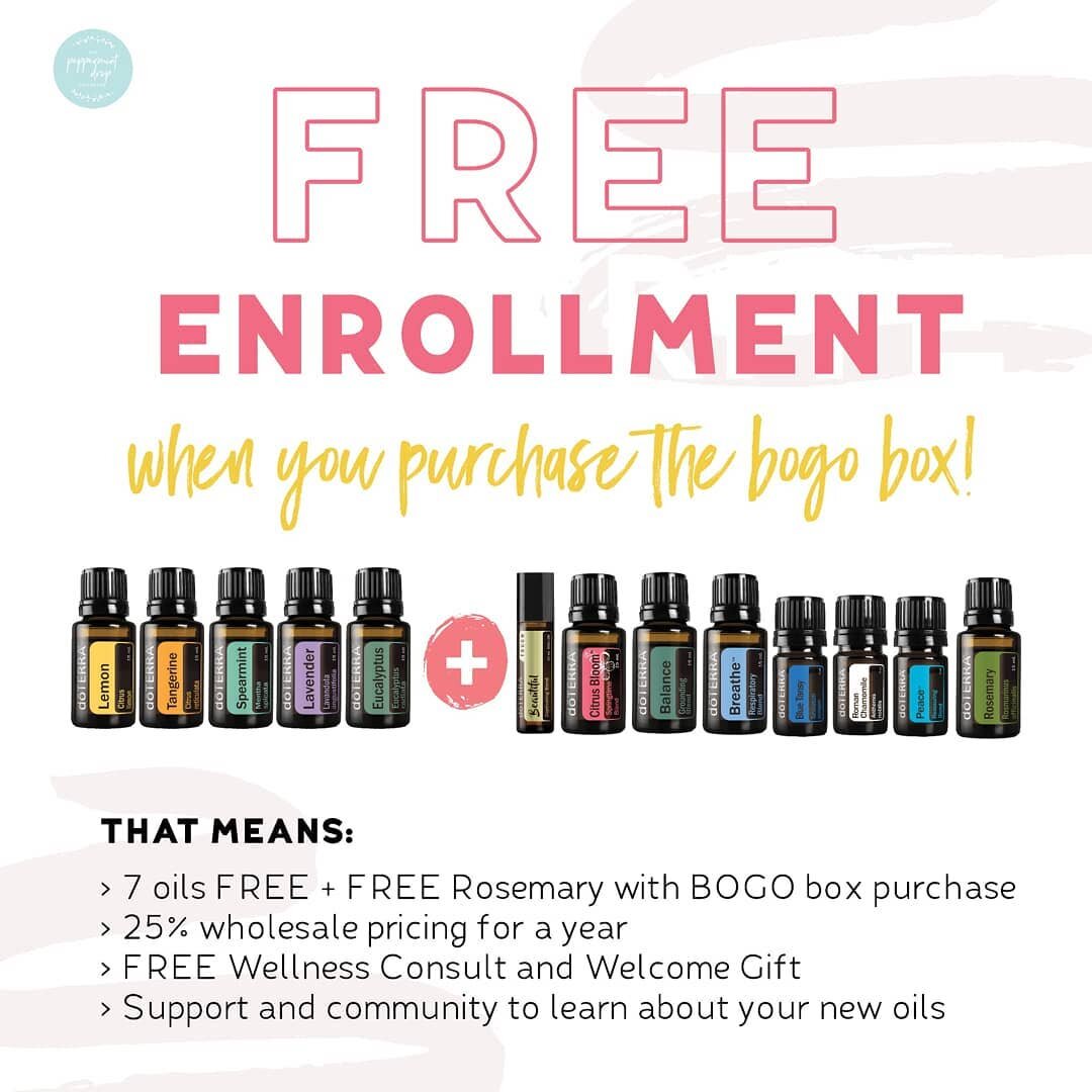 A few of you have scooped up the BOGO BOX as an enrollment kit. This is an amazing opportunity to get the oils into your home. If there is one lesson from this year it is that you must take your own health into your own hands. Link to enroll with thi