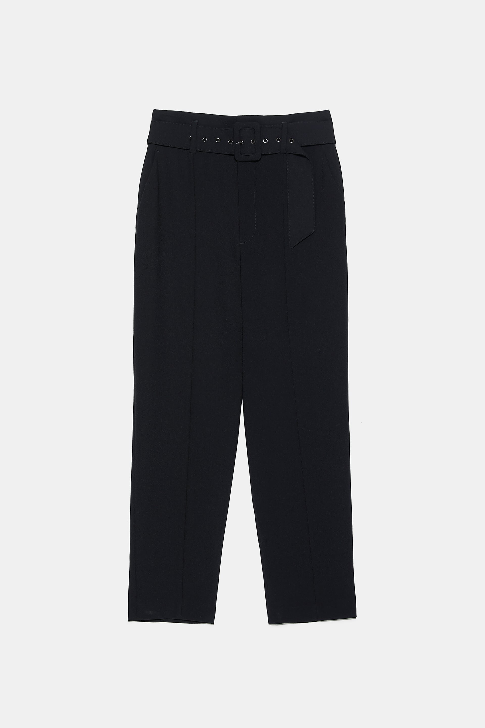 zara black belted trousers