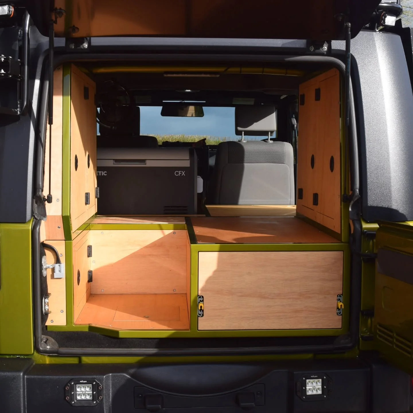 BESPOKE JEEP CONVERSION

With a long expedition ahead, every inch of the jeep&rsquo;s interior needed to be utilised for maximum efficiency. The steel framed storage houses a hot water shower, drinking water tank, fridge freezer, and custom electrica