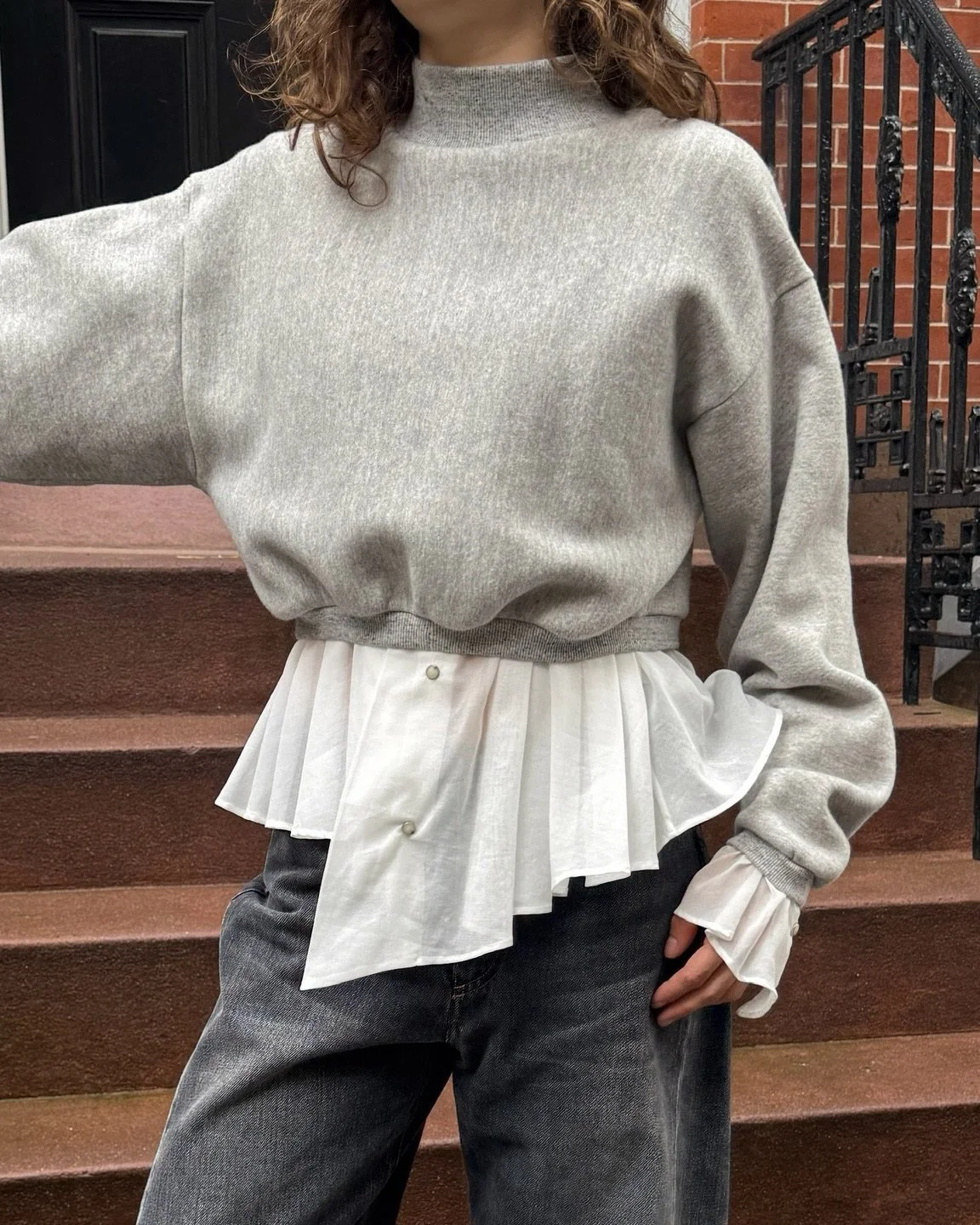 an elevated twist on the essential gray sweatshirt