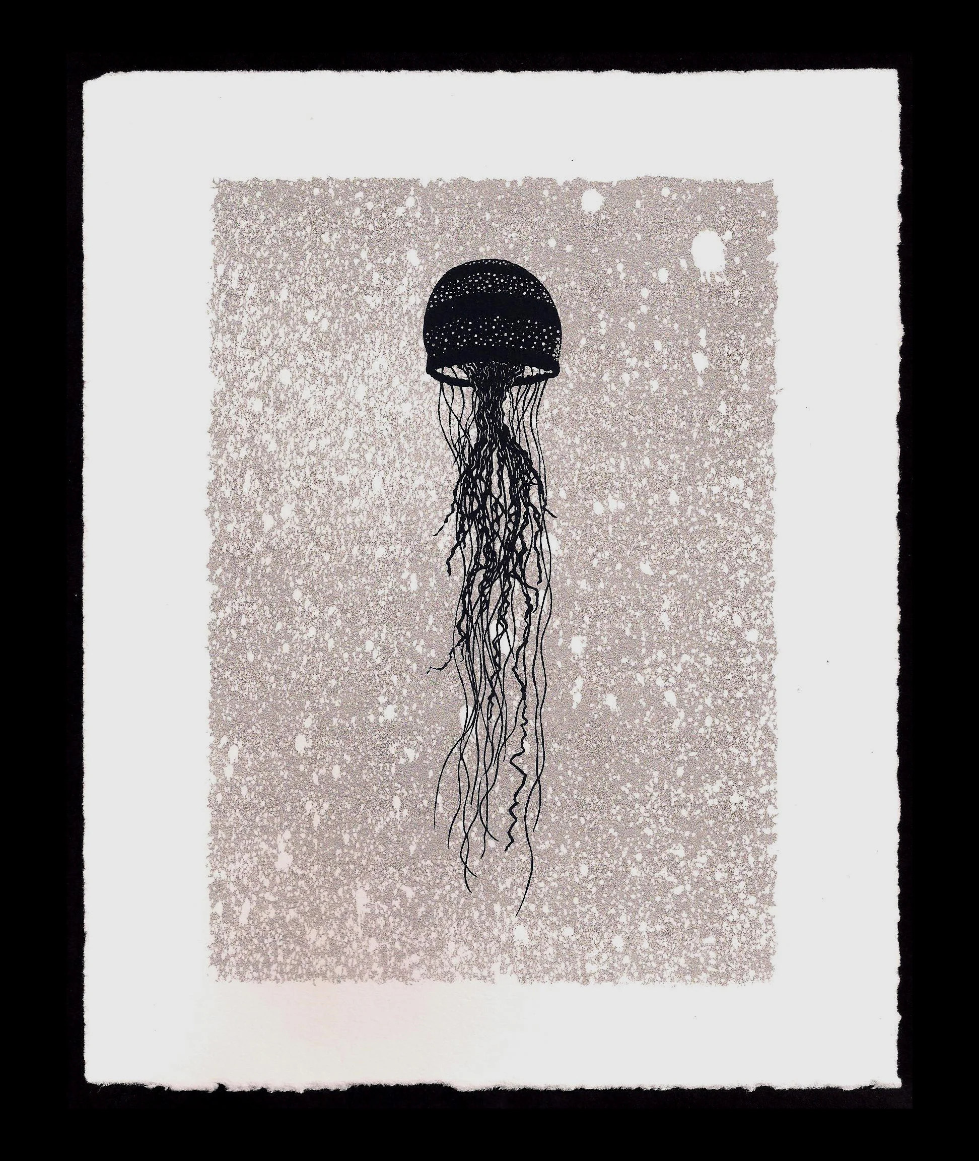 JELLYFISH, SILKSCREEN FROM WOODCUT, 8" X 10", 2016