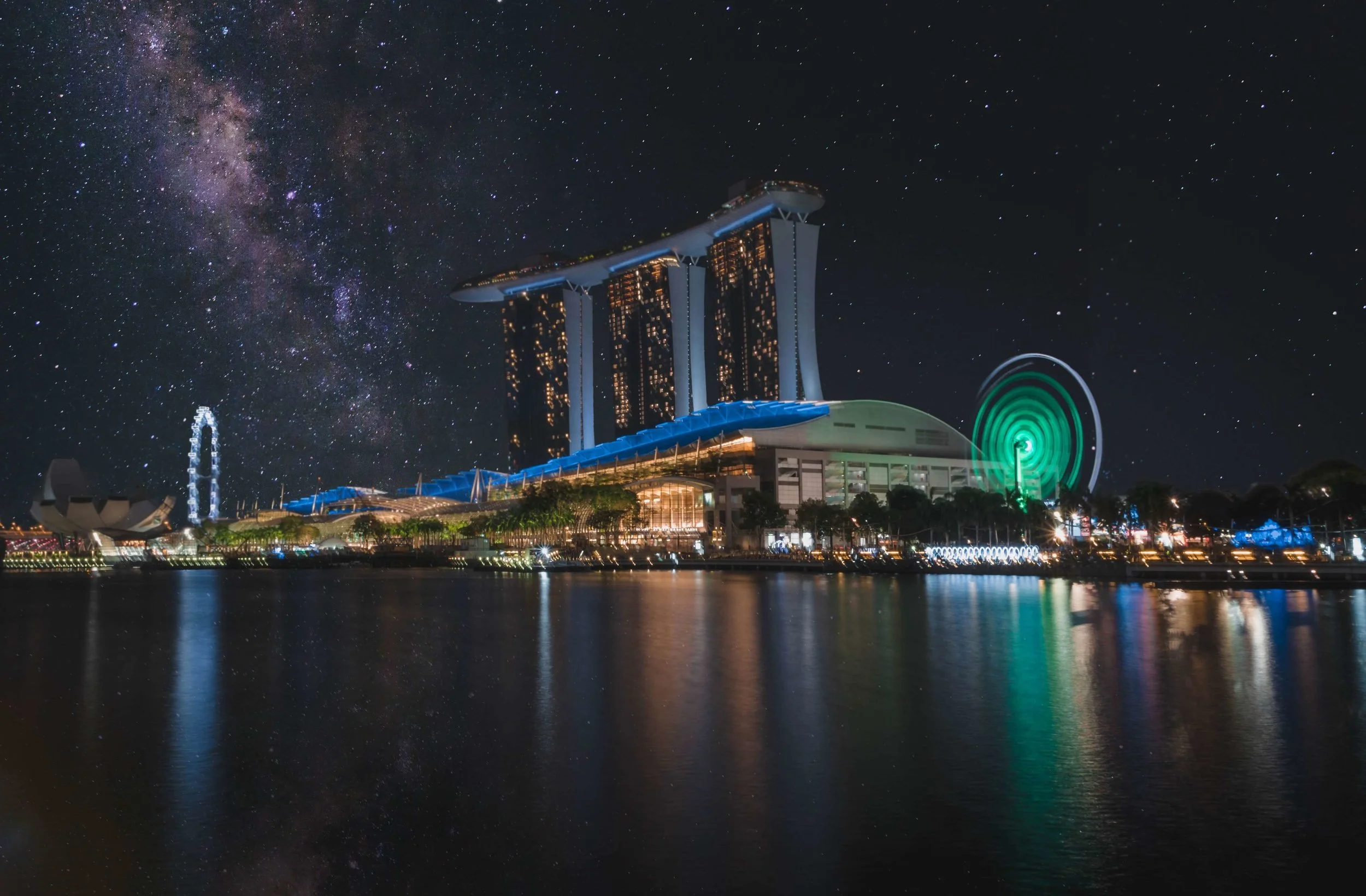 The iconic Marina Bay Sands building at night. Singapore is much more than meets the eye.