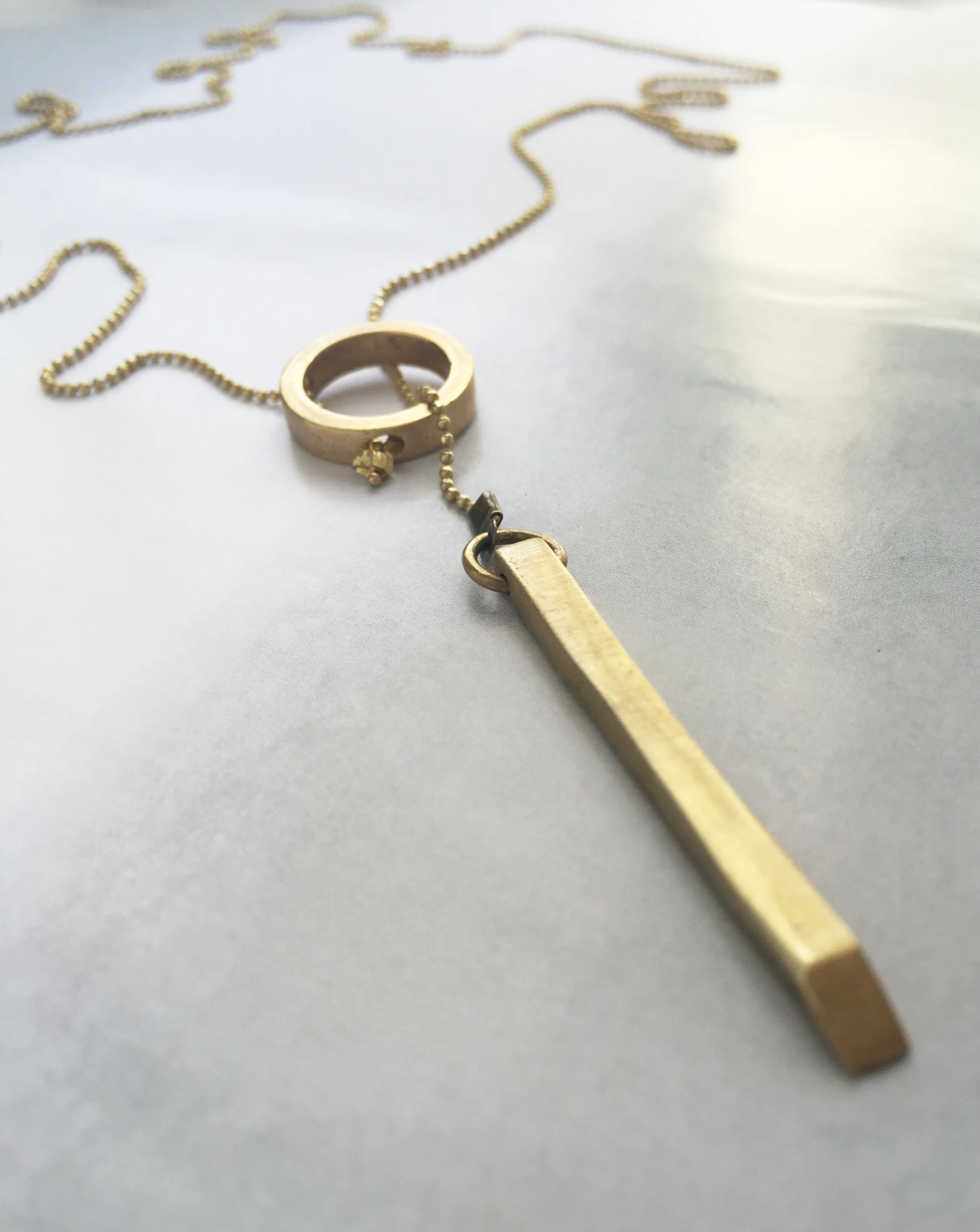 Eternity Lariat Necklace, Circle Lariat Necklace with Bar Drop