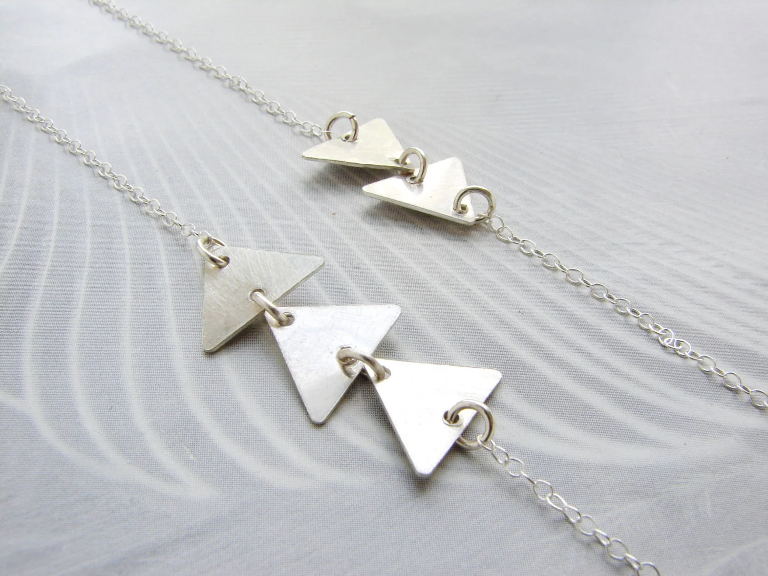 Triangle statement necklace, asymmetrical layering necklace