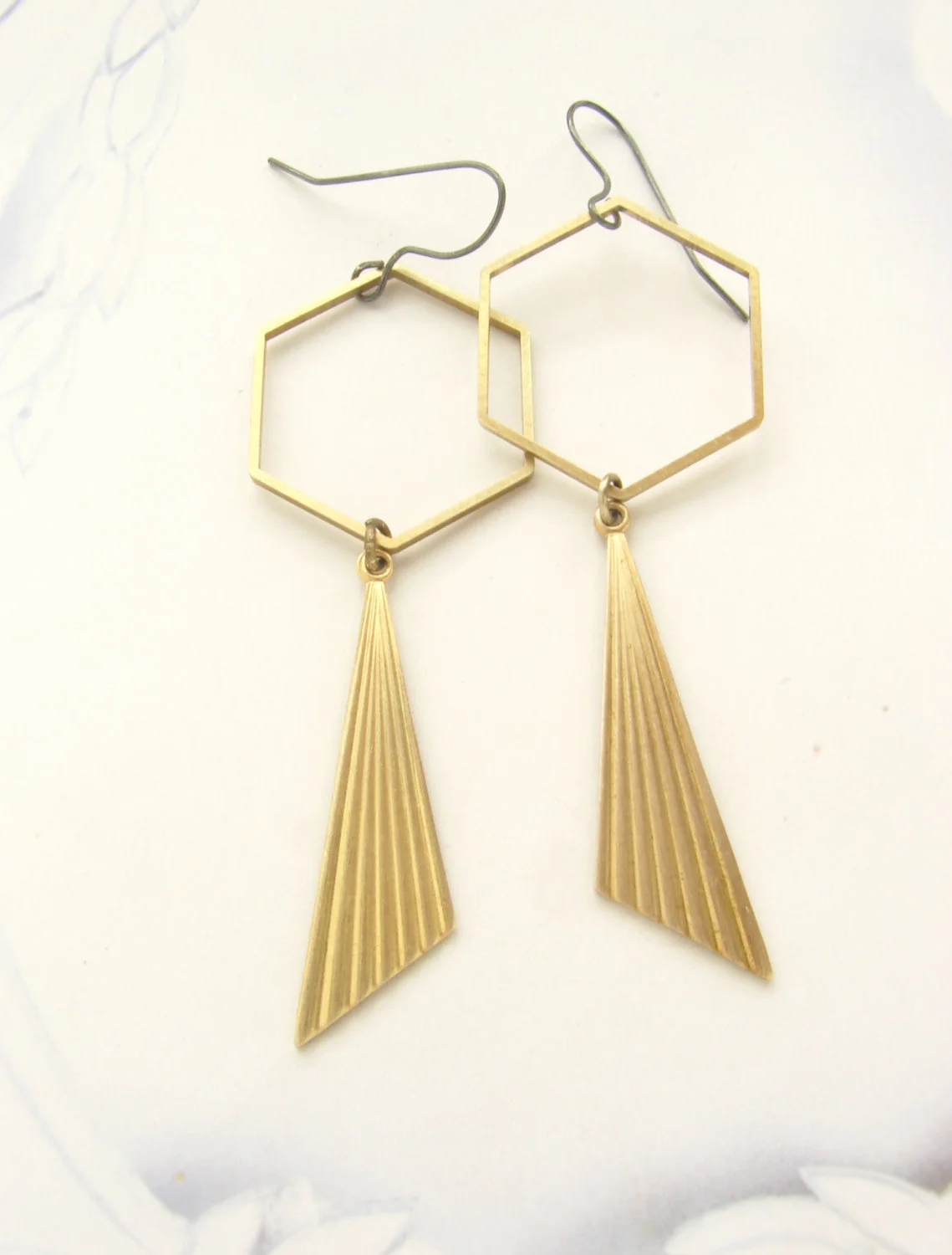 Hexagon drop earrings, art deco drop earrings