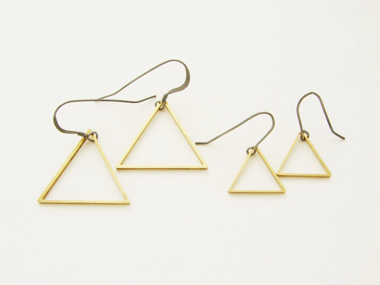 Triangle drop earrings, geometric jewelry