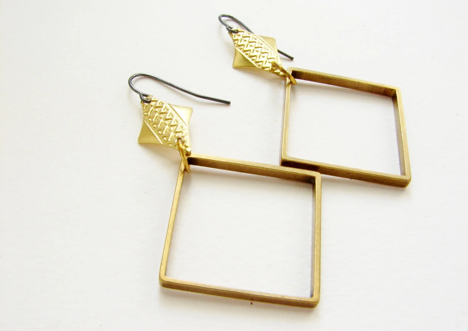 Arrowhead earrings, large square earrings