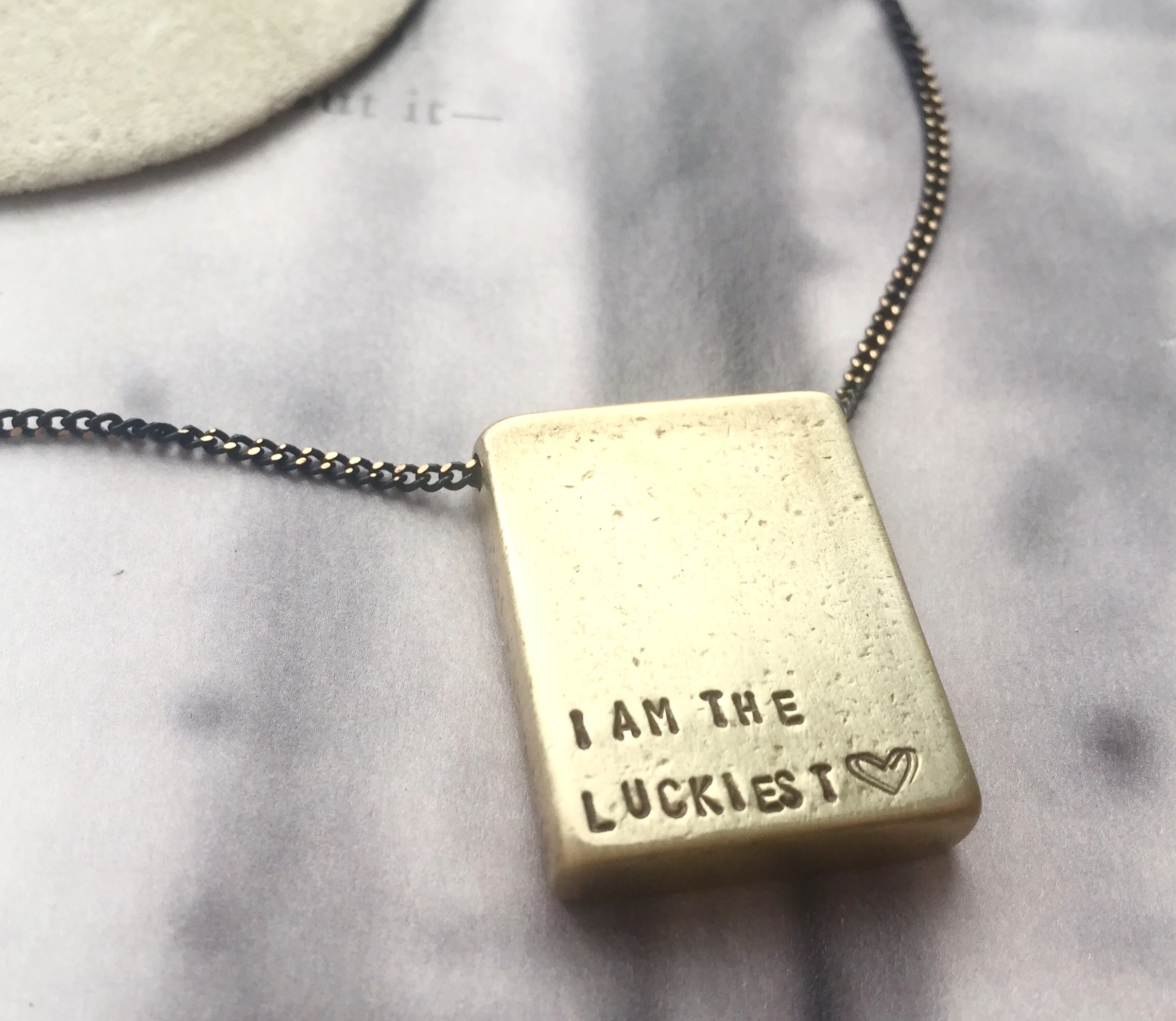 Square bar custom message necklace