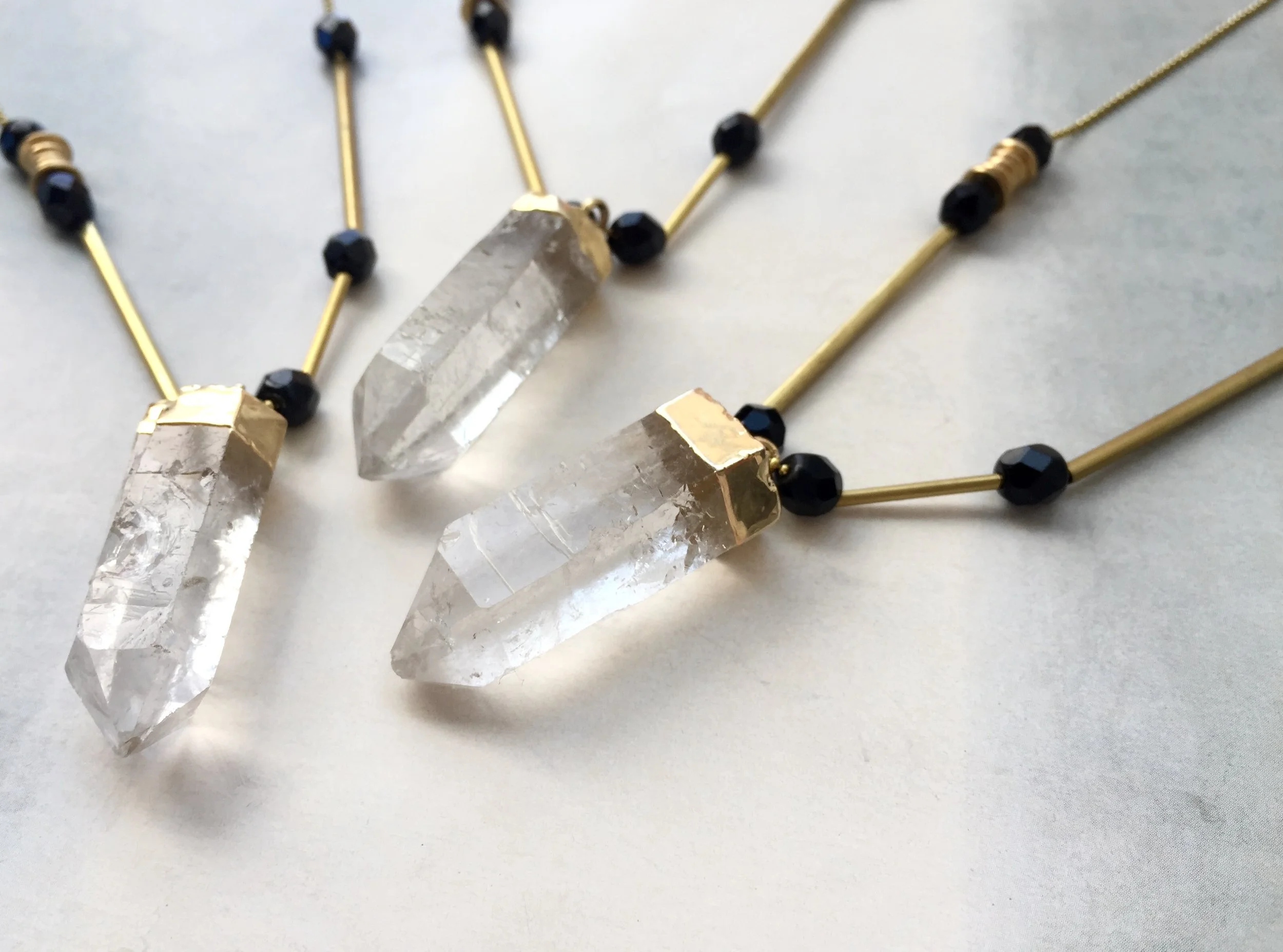 Clear quartz necklace, Crystal point pendant necklace