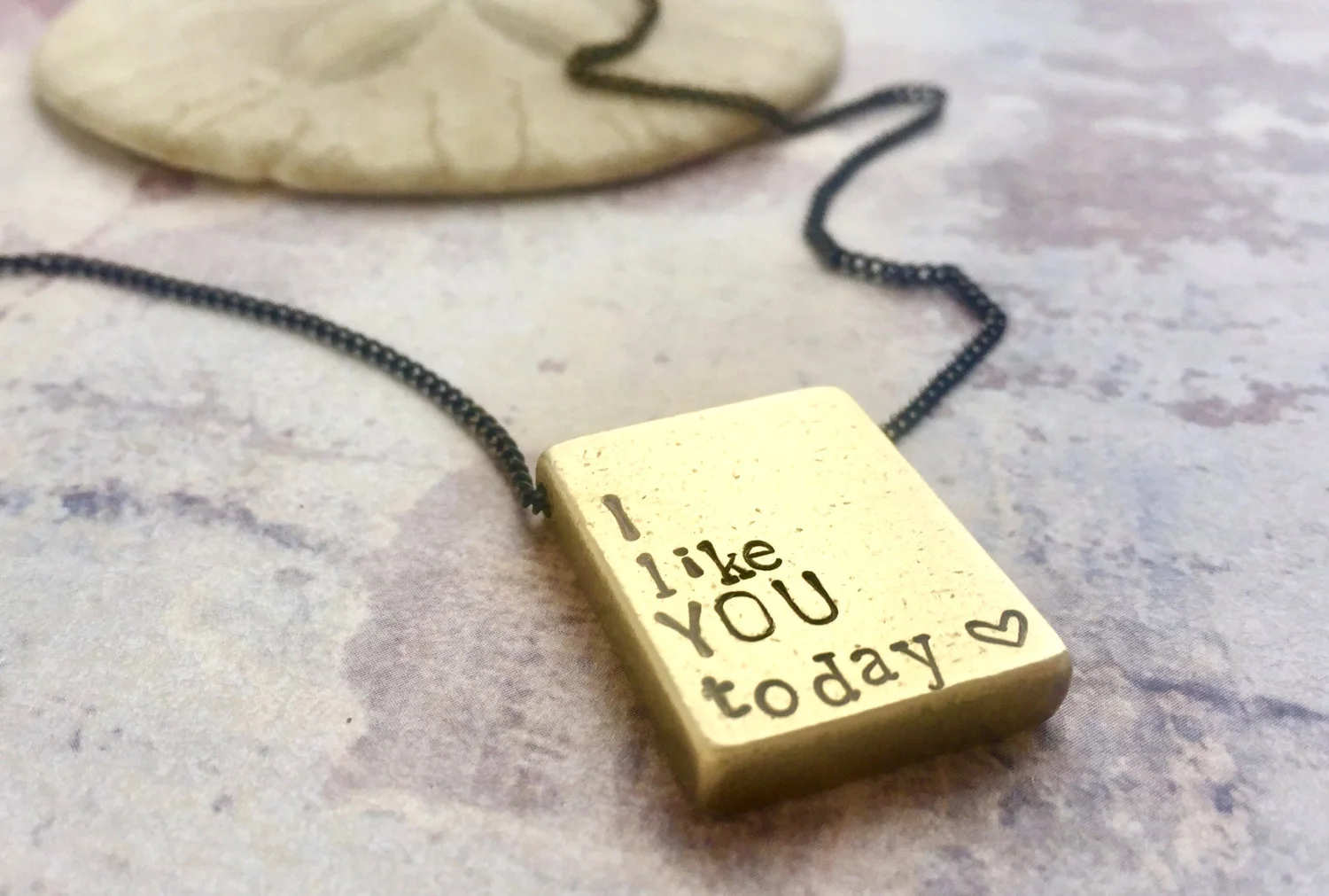 I Like You Today Square bar custom message necklace