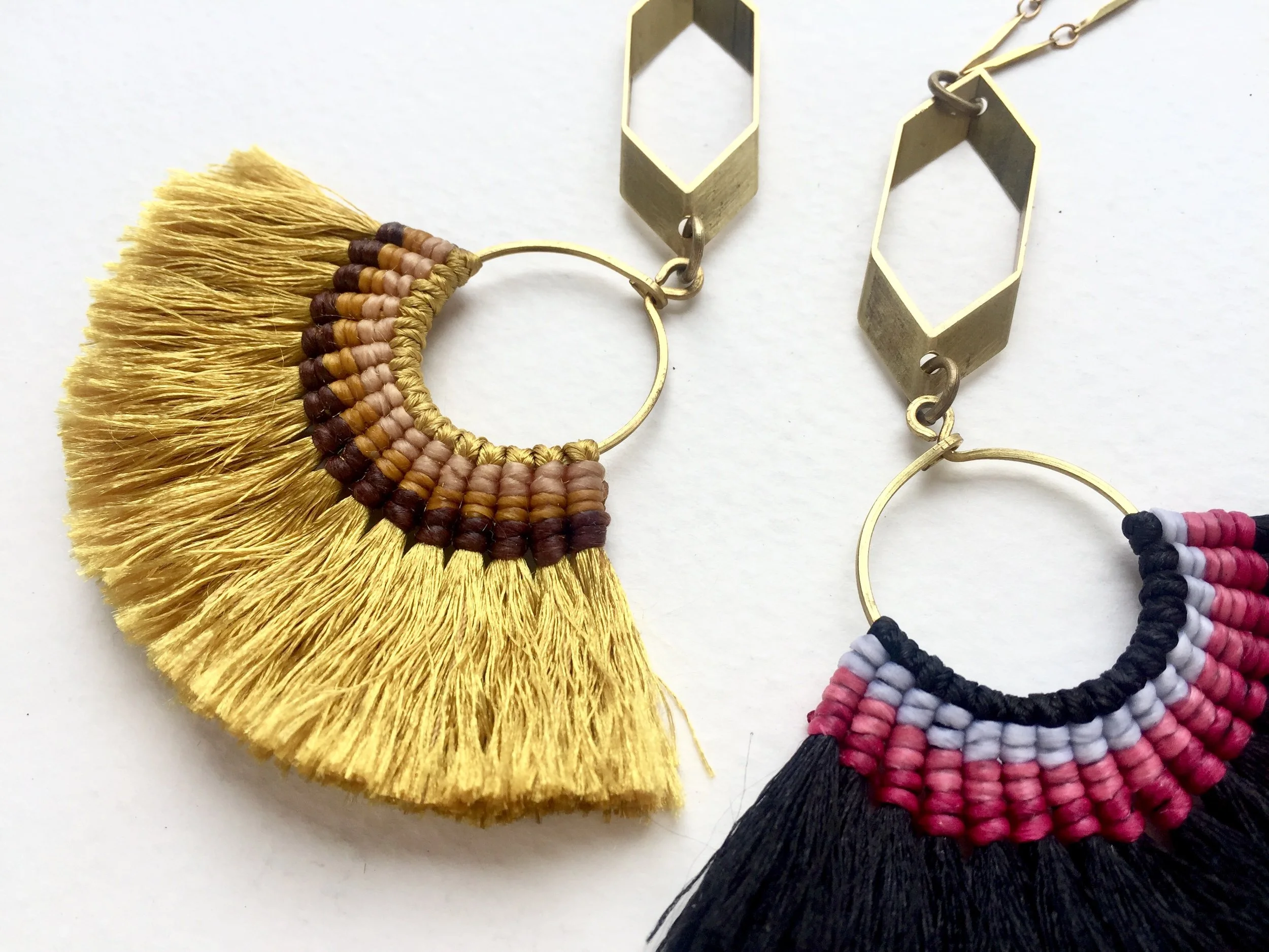 Tassel Statement Necklace, Mustard Yellow Tassel Necklace, Bohemian Statement Necklace