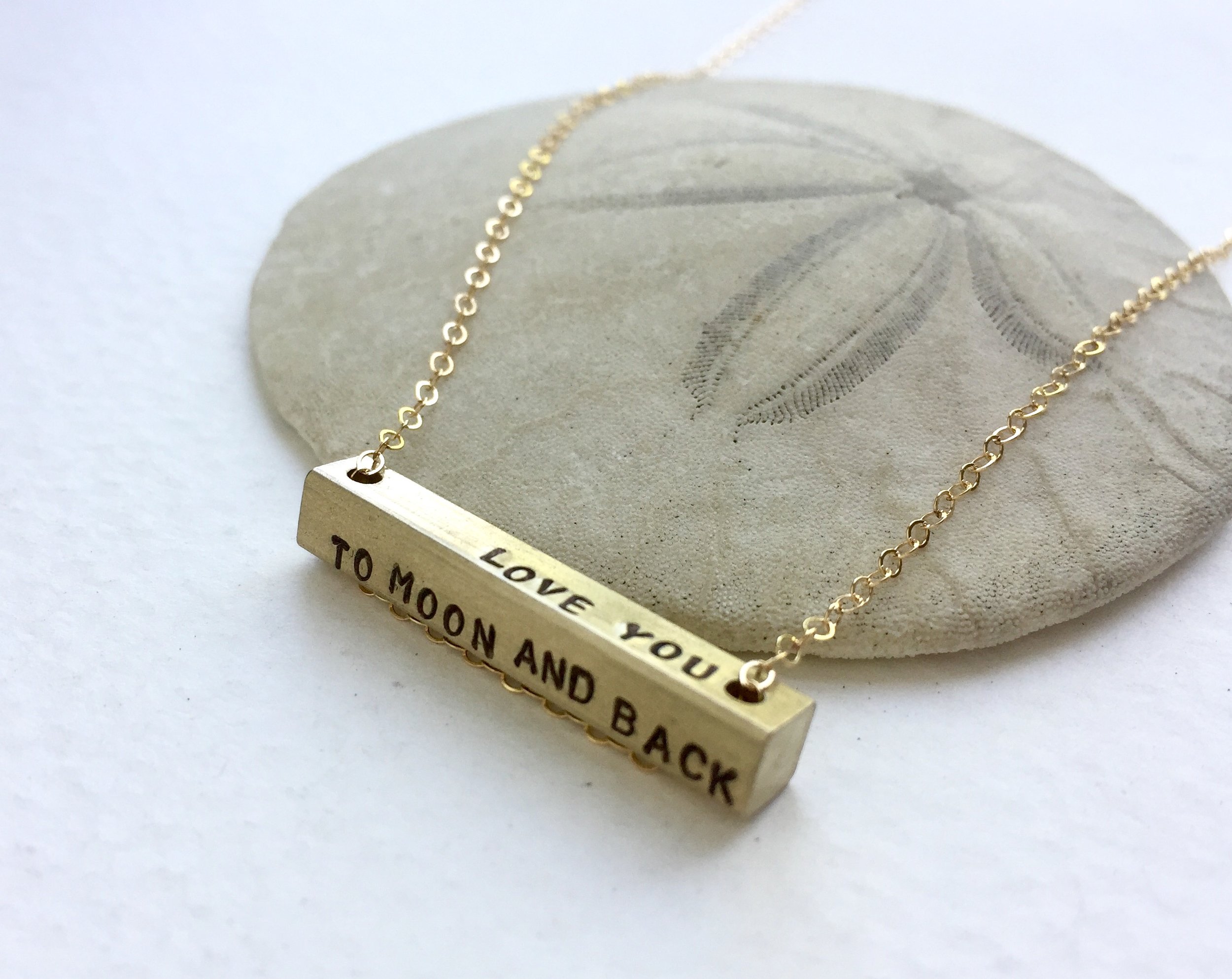 Love you to Moon and Back bar necklace