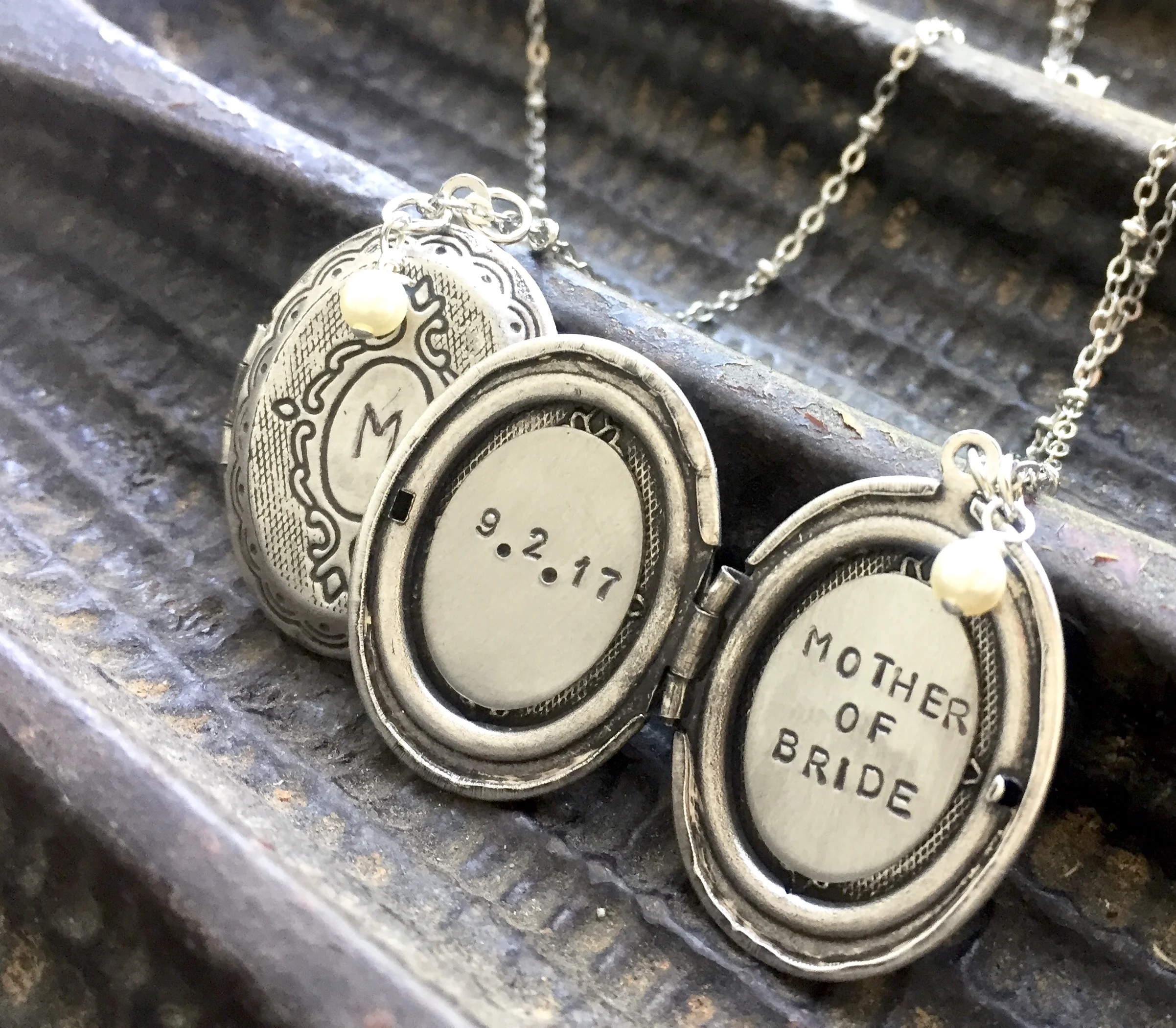 Mother of Bride necklace, initial locket necklace, Mother of Groom, Wedding gift for mom