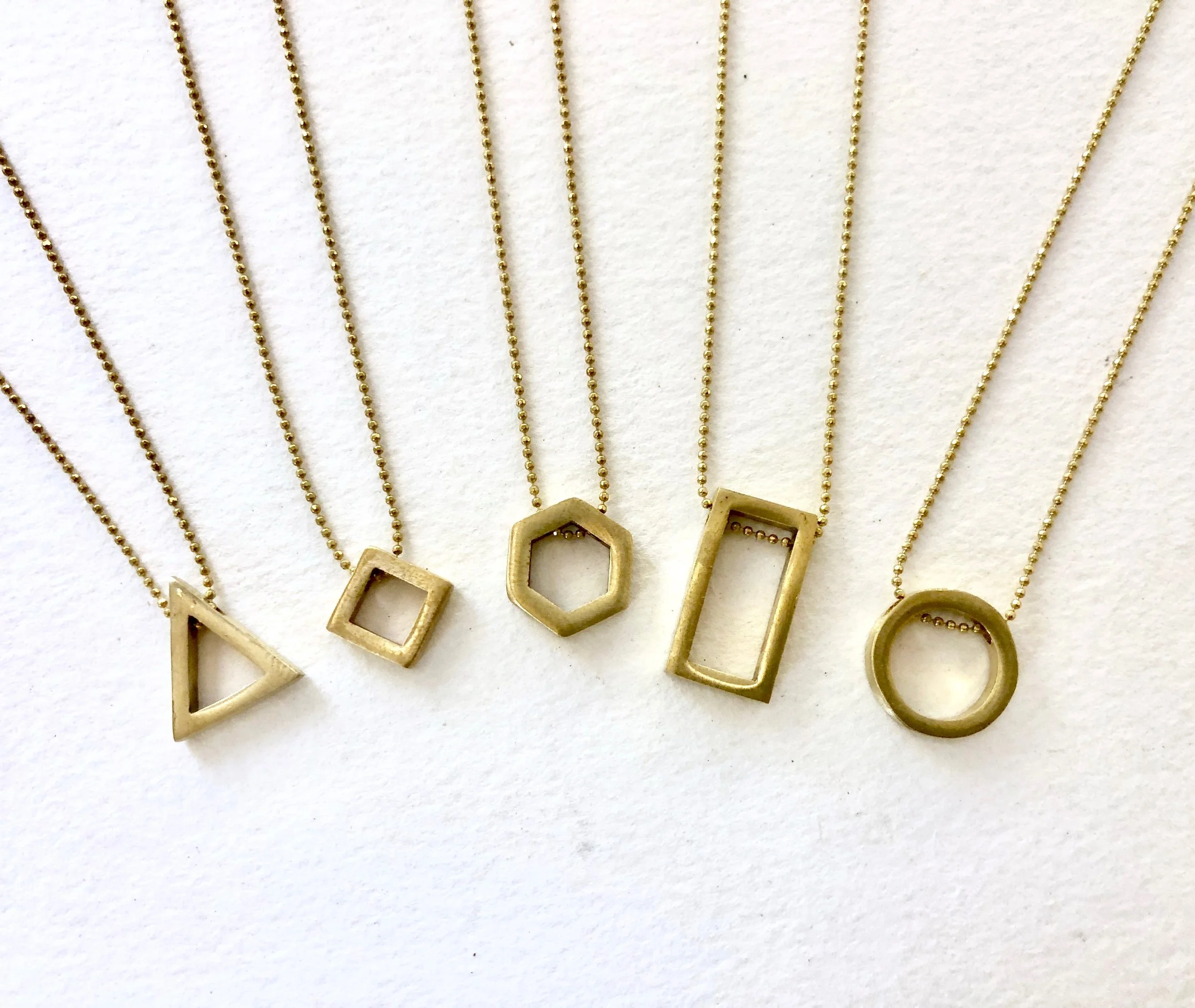 Simple Geometric Charm Necklace, Minimal Everyday Necklace