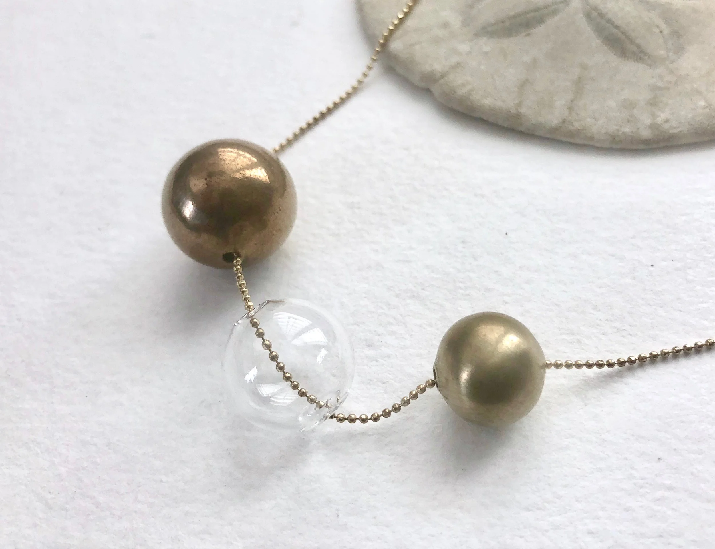 Glass Bubble Necklace, Modern Sculpture Necklace, Glass Sphere Necklace