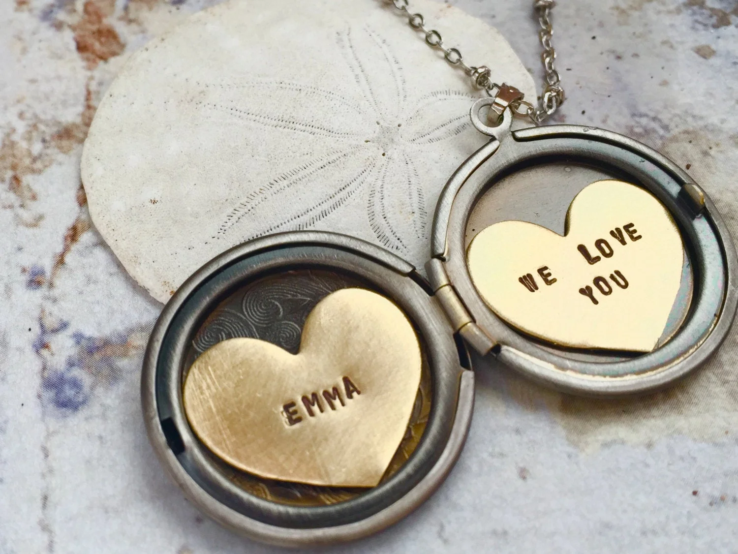 We Love You Custom Name locket, Initial locket necklace, custom name locket