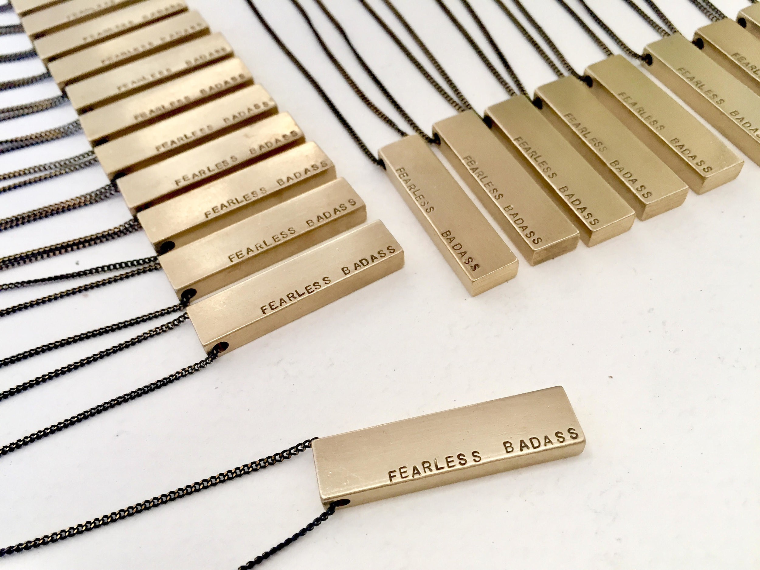 Fearless Badass bar necklace, mantra necklace