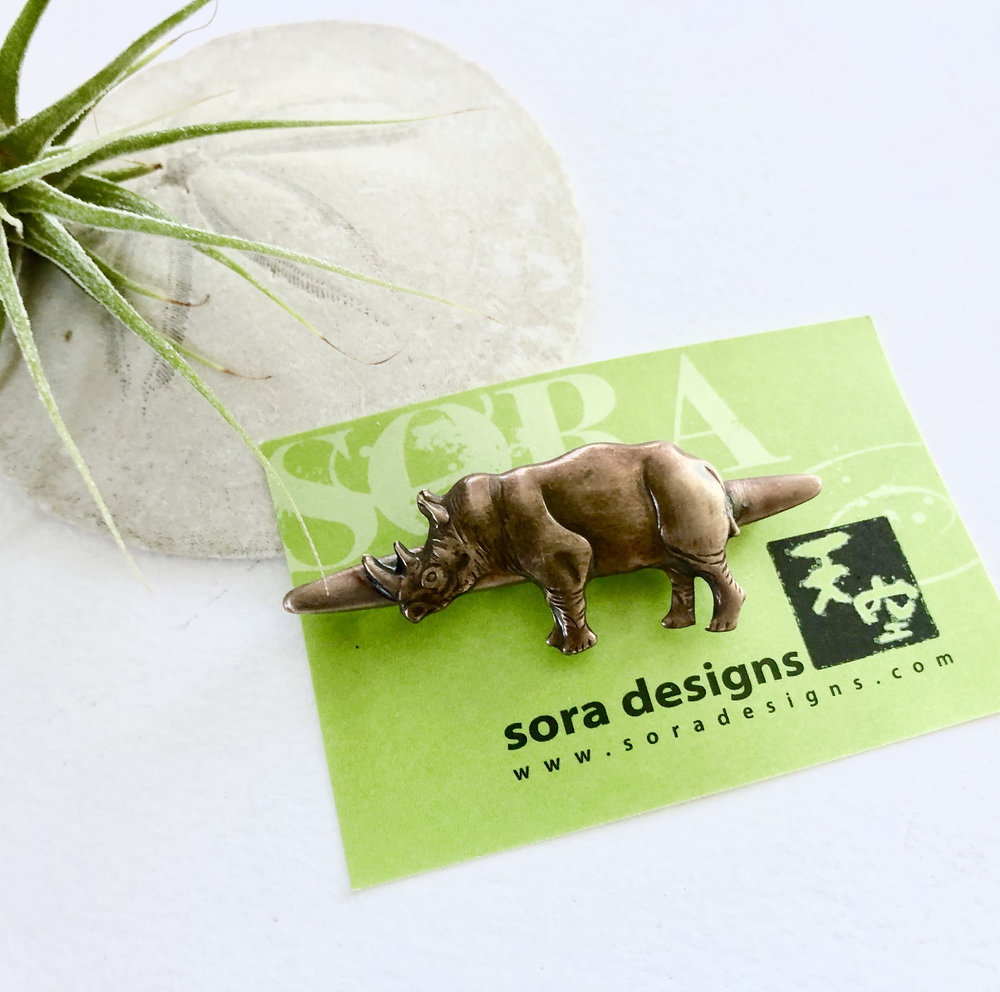 Rhino Brooch, Vintage Rhino Pin, Rhino Totem, Rhino Shawl Pin, Gift for  animal lover, Rhinoceros Brooch, Rhino Jewelry — Sora Designs