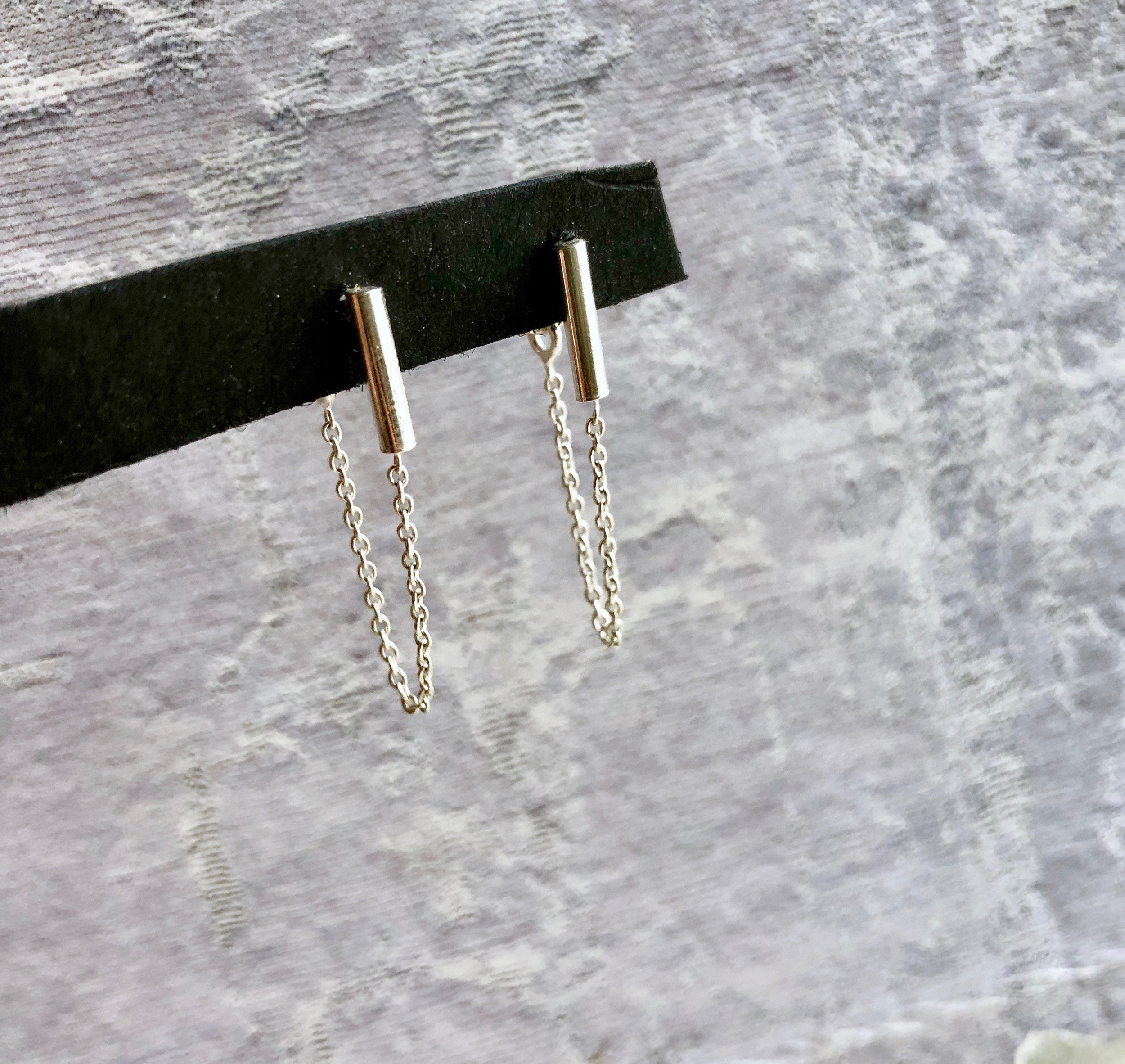 Mini Silver Flat Bar Stud Earring | Juulry.com