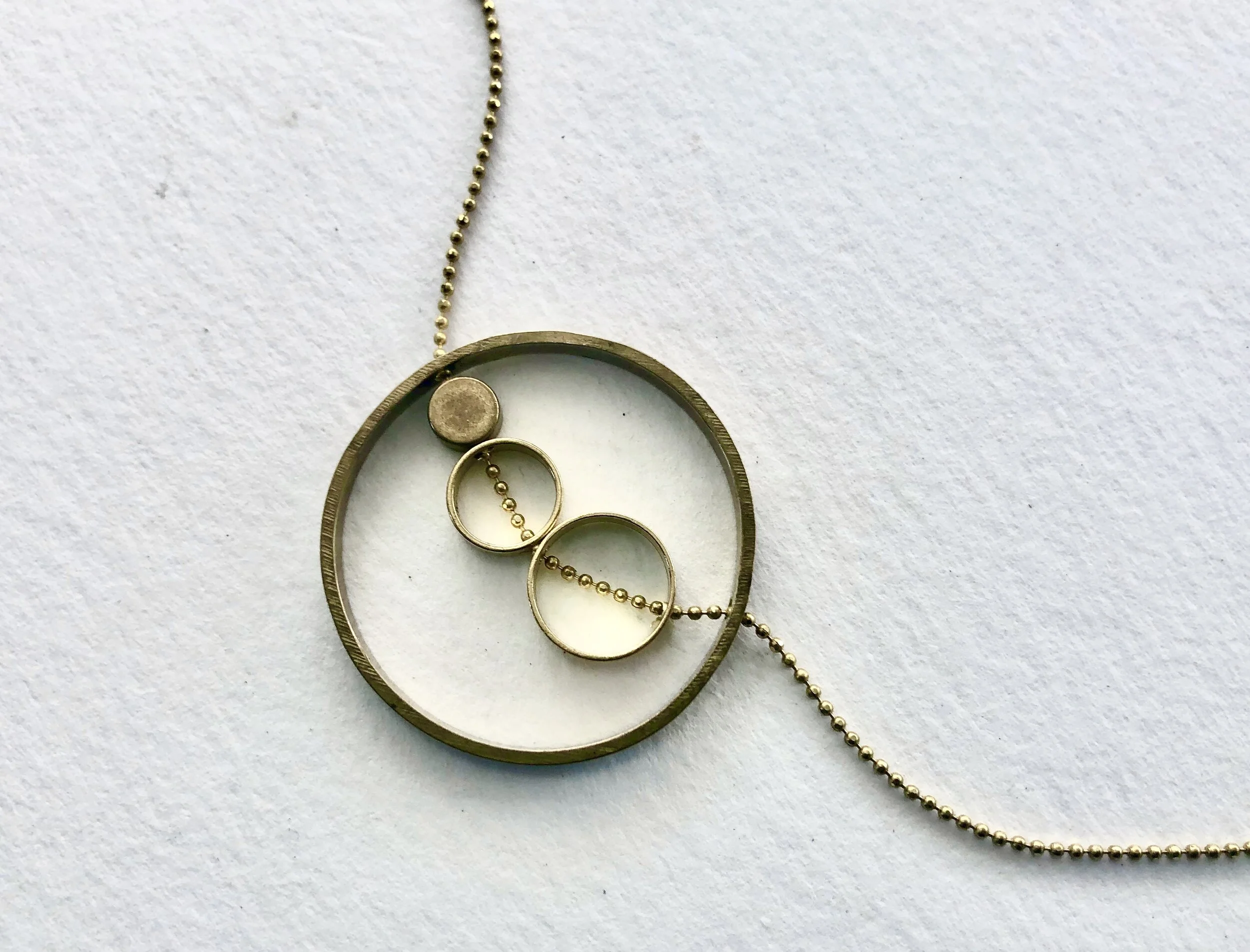 Four circles Necklace, Modern peas in a pod woven chain necklace