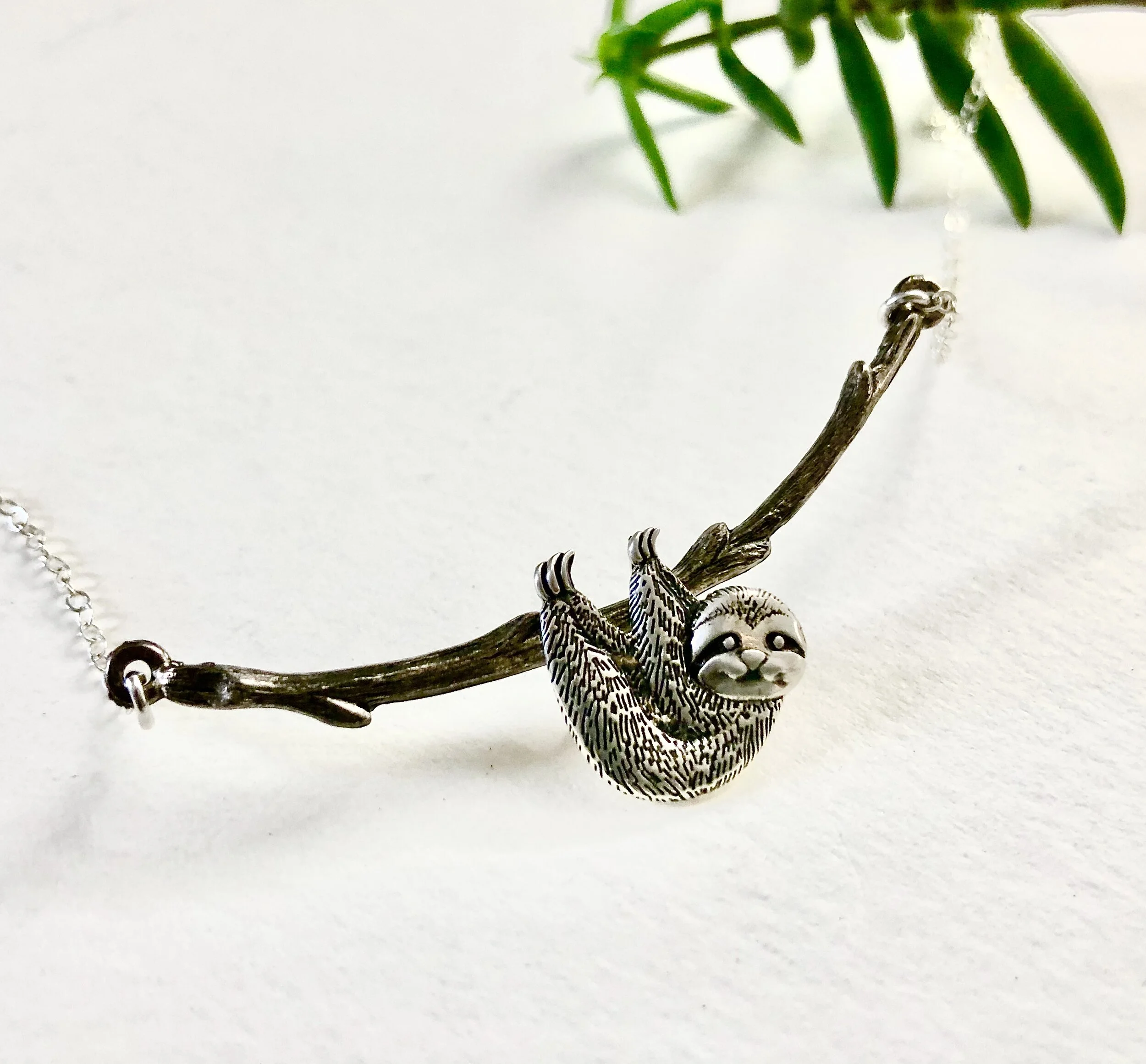 Sterling silver sloth necklace 