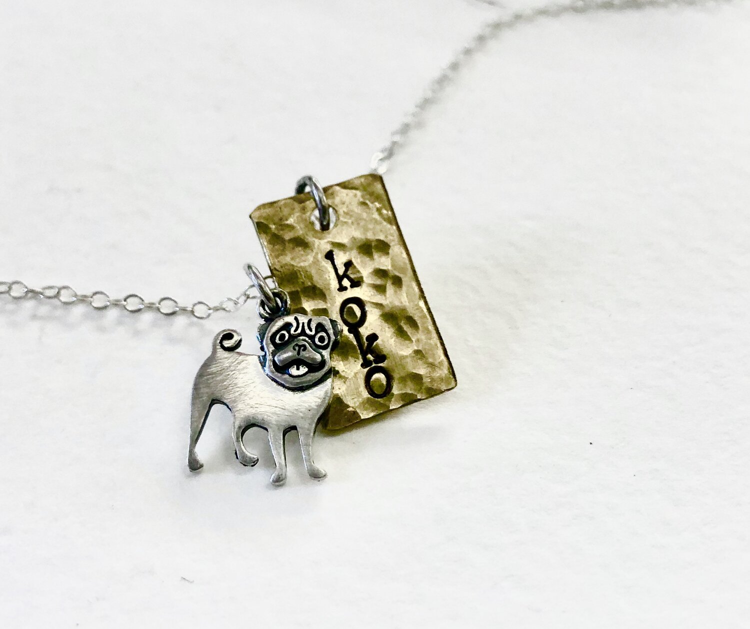 initial pendant necklace dog lover personalised pug necklace initial charm necklace pug gift Pug necklace pug charm alphabet pug fan