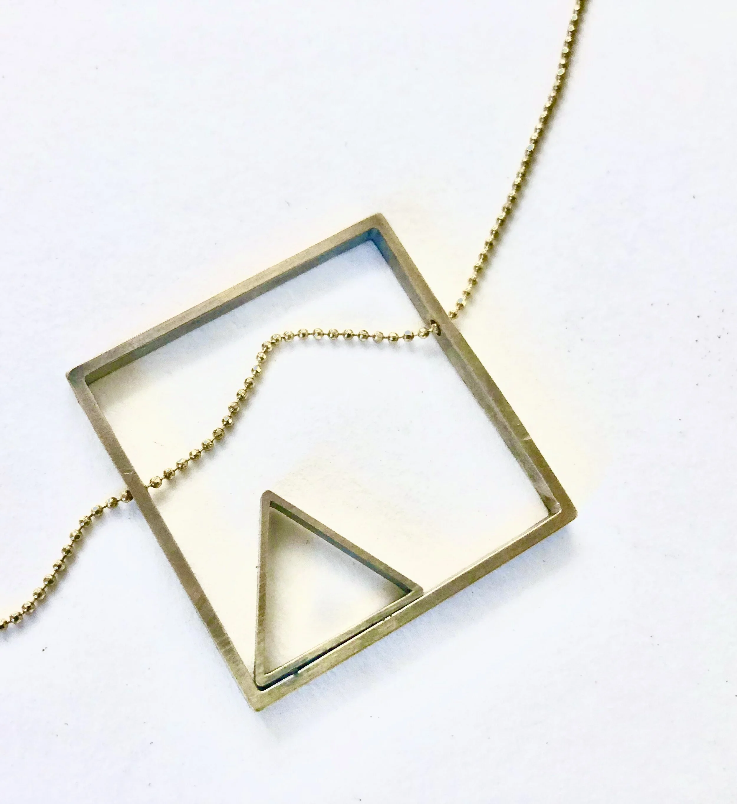 Square and Triangle Necklace, Zen Mountain Necklace