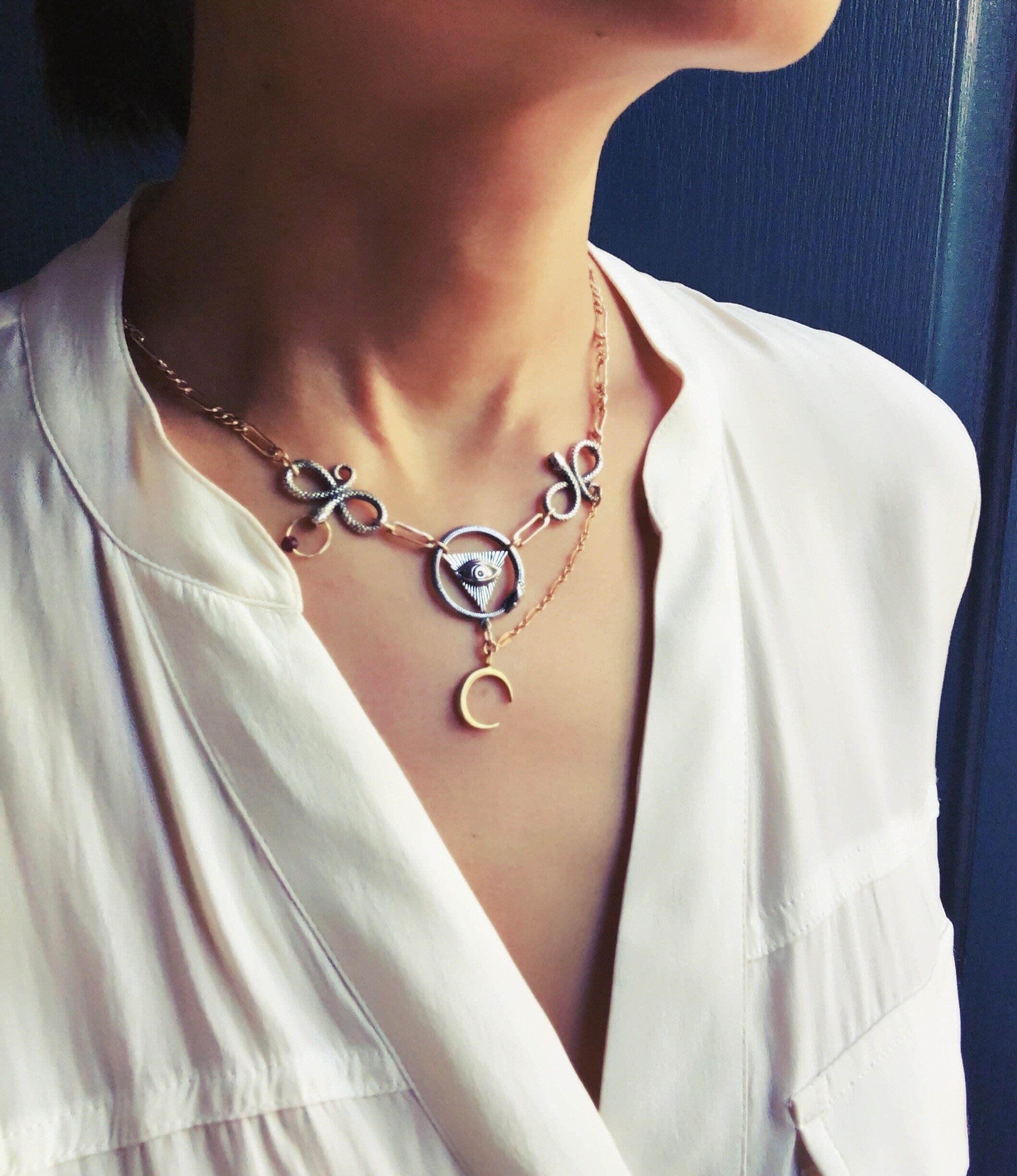 Ouroboros Snake Necklace with All Seeing Eye, Medusa Necklace